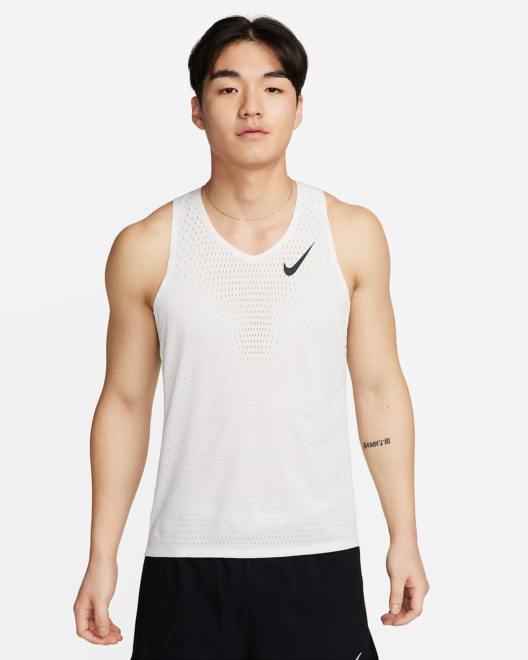 Nike AeroSwift Dri-FIT ADV 男子速干跑步背心 - 山峰白/黑