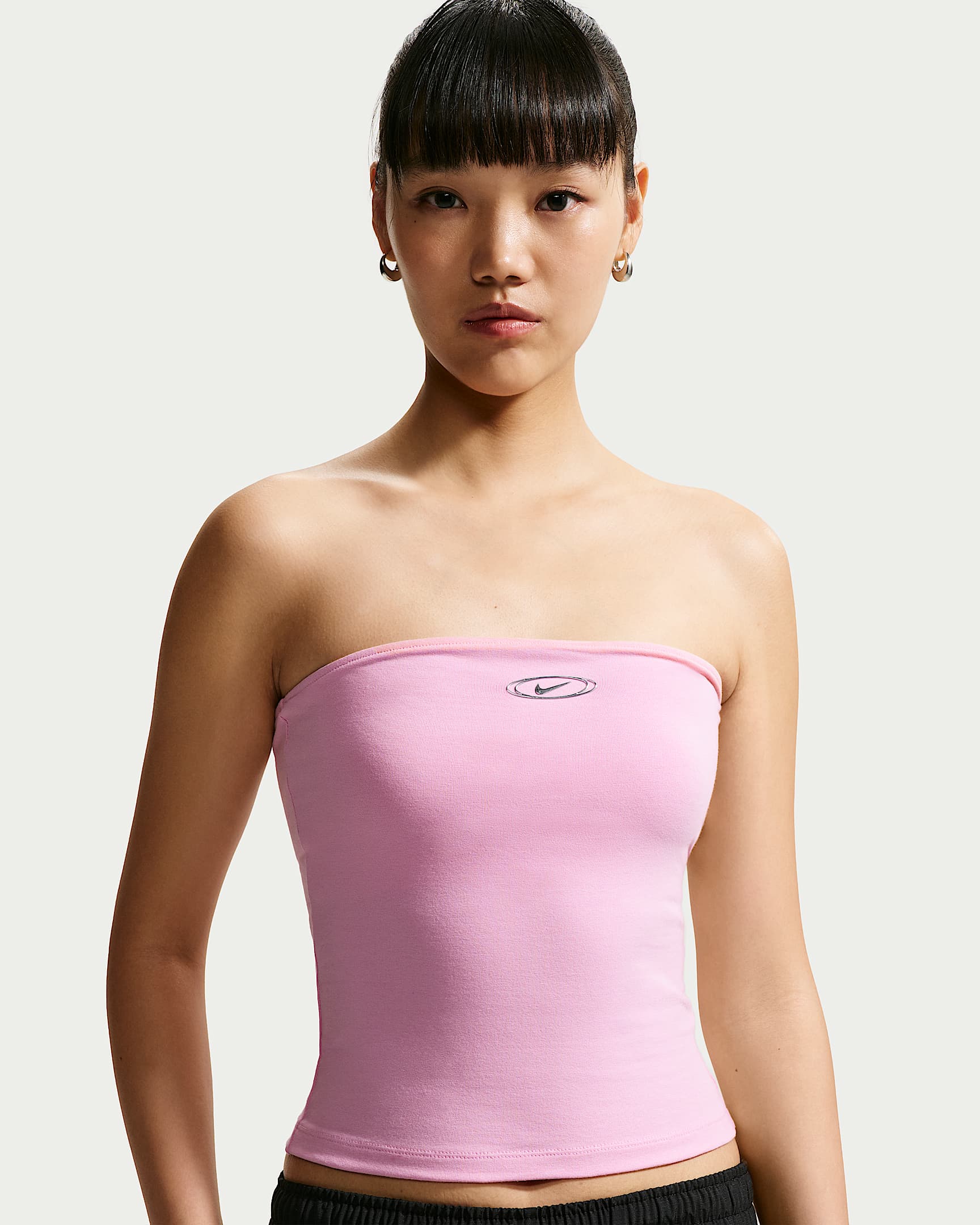 Nike Sportswear 女子紧身抹胸上衣 - 上升粉/金属银