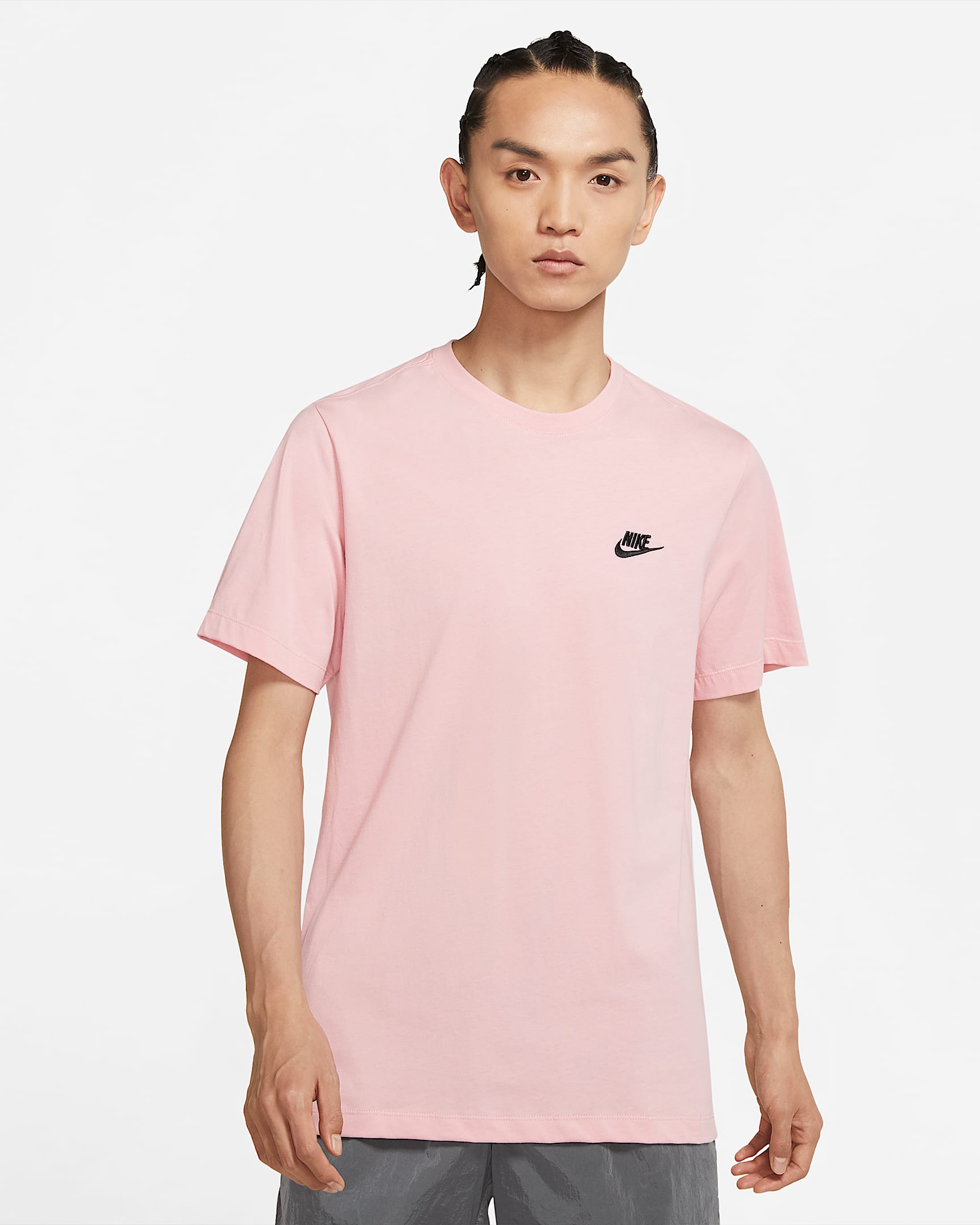 Nike Sportswear Club 男子刺绣柔软纯棉短袖T恤 - 釉粉/黑