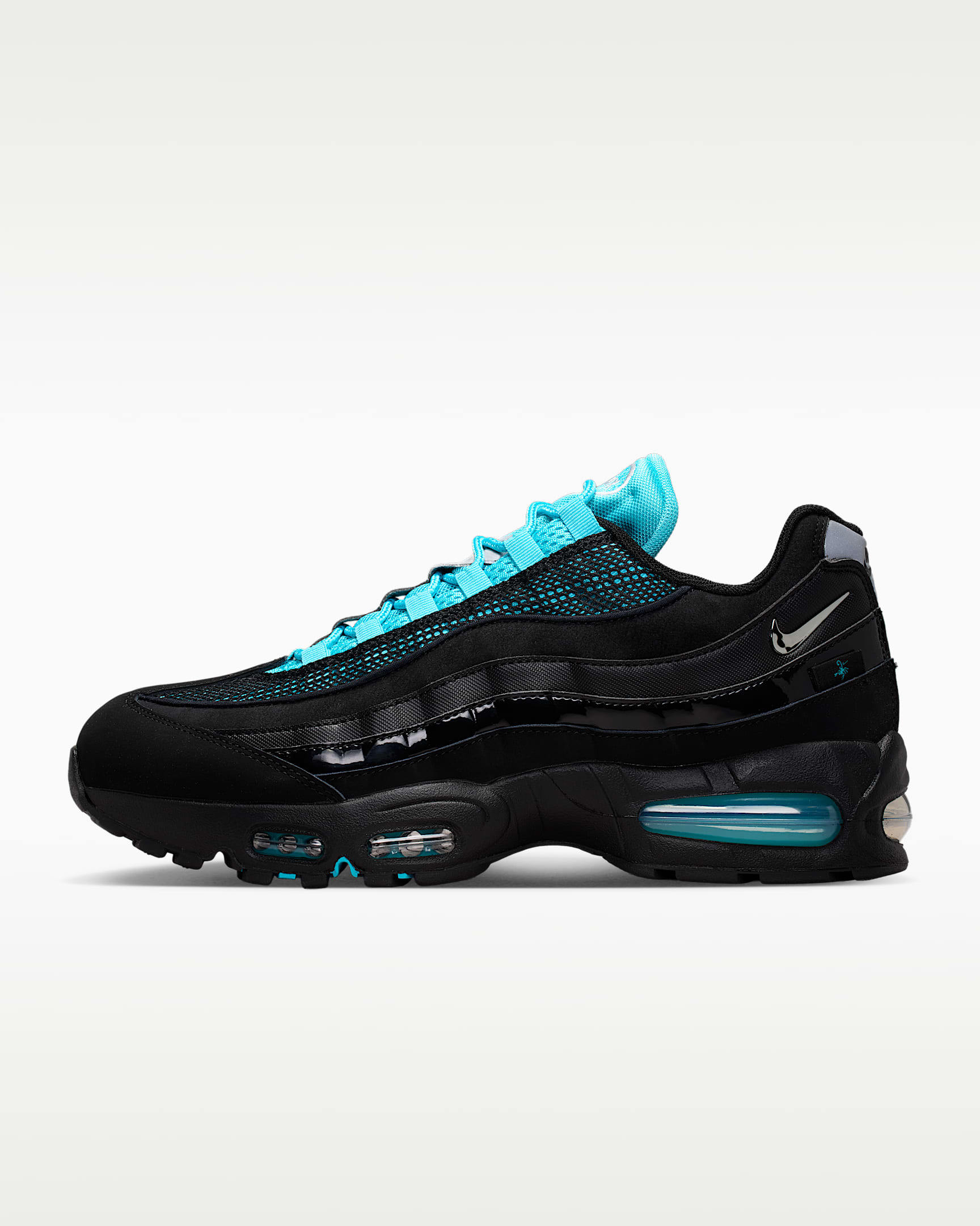 Nike Air Max 95 Big Bubble "Scorpion" 男子运动鞋 - 黑/伽马蓝/金属银/金属铬色