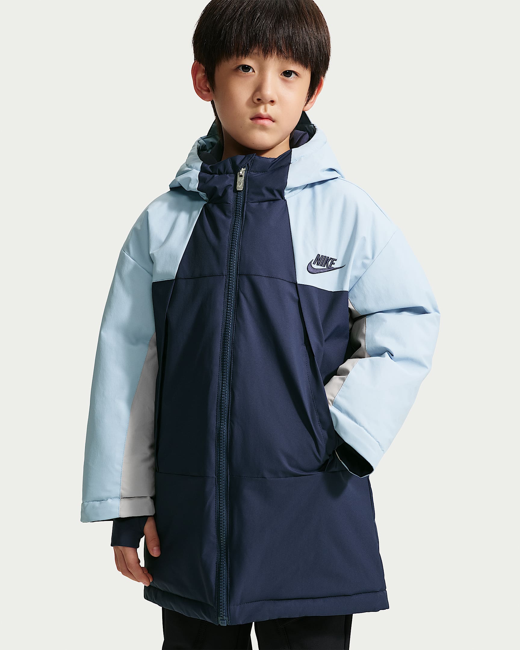 Nike 幼童撞色户外羽绒外套 - 深藏青