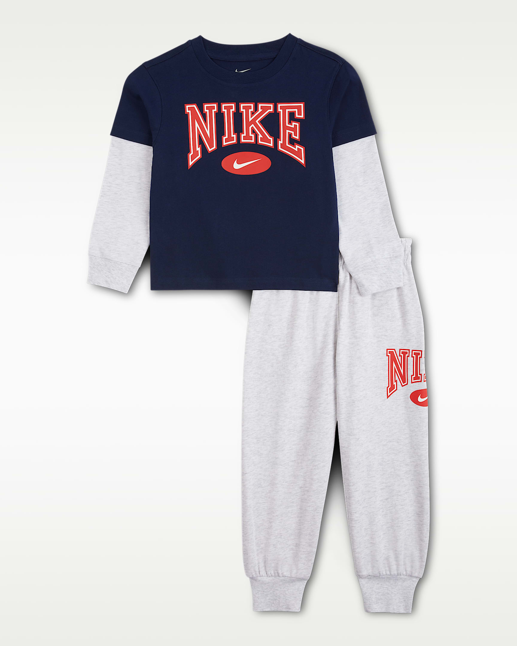 Nike Essentials 幼童长袖T恤和长裤套装 - 调色桦树色