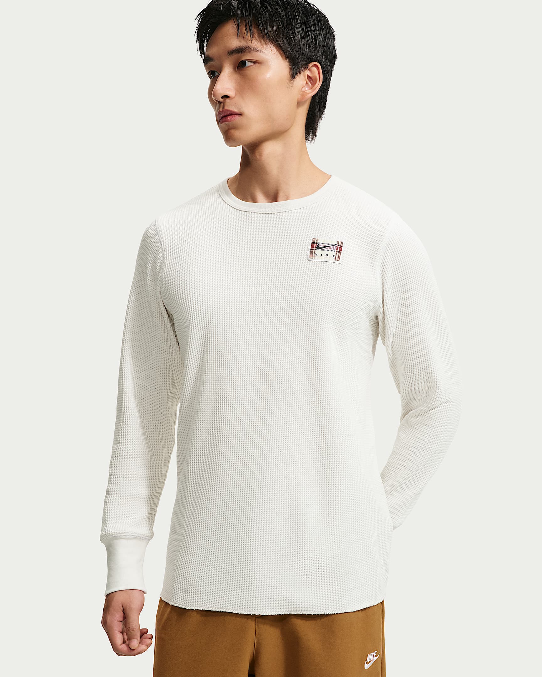 Nike Life 男子长袖厚实华夫格上衣 - 幻影灰白
