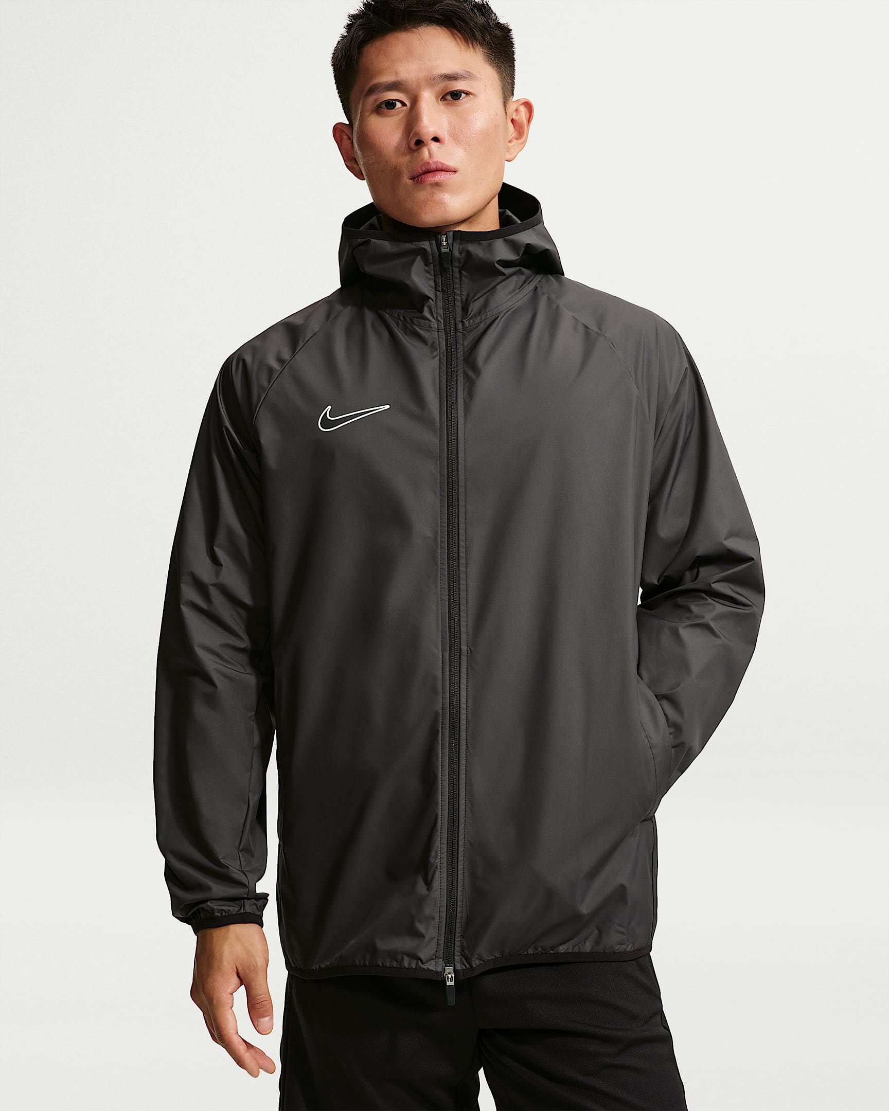 Nike Academy Storm-FIT 男子防风拒水足球夹克 - 黑/黑/白色