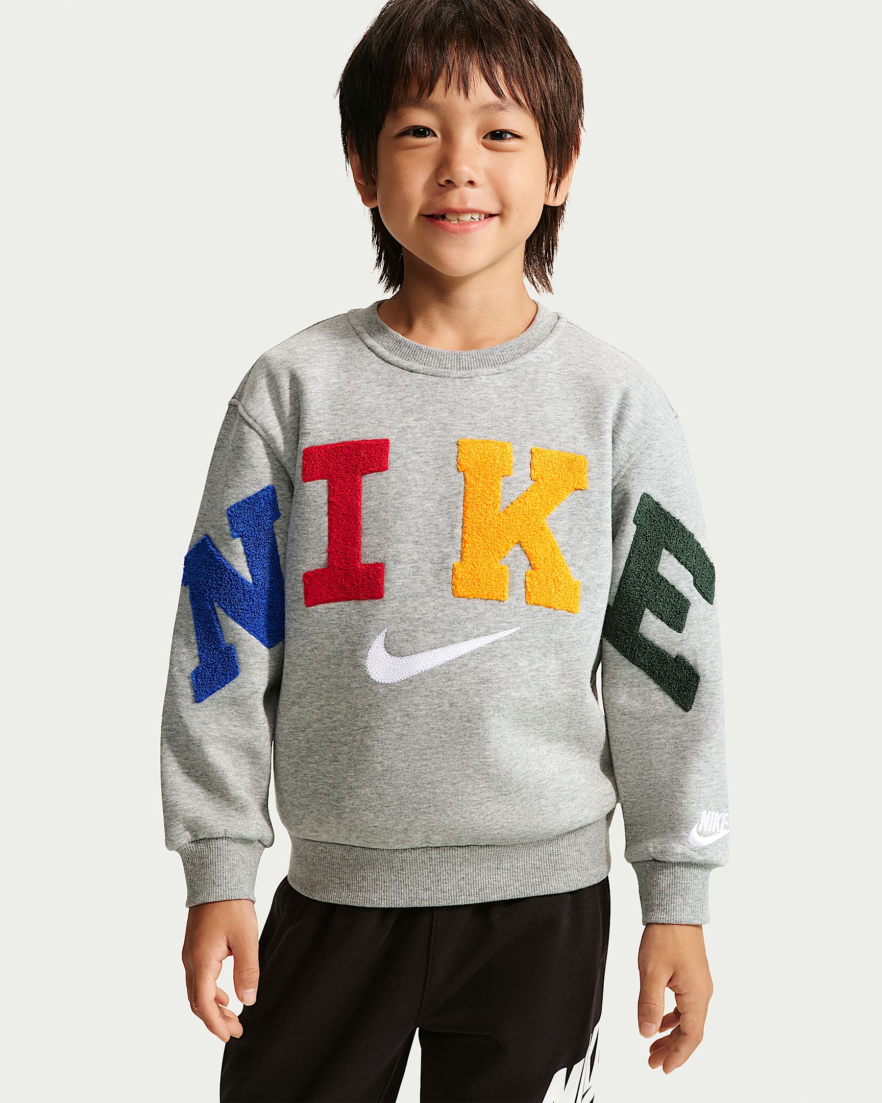 Nike Club 幼童加绒圆领上衣 - 调色暗灰