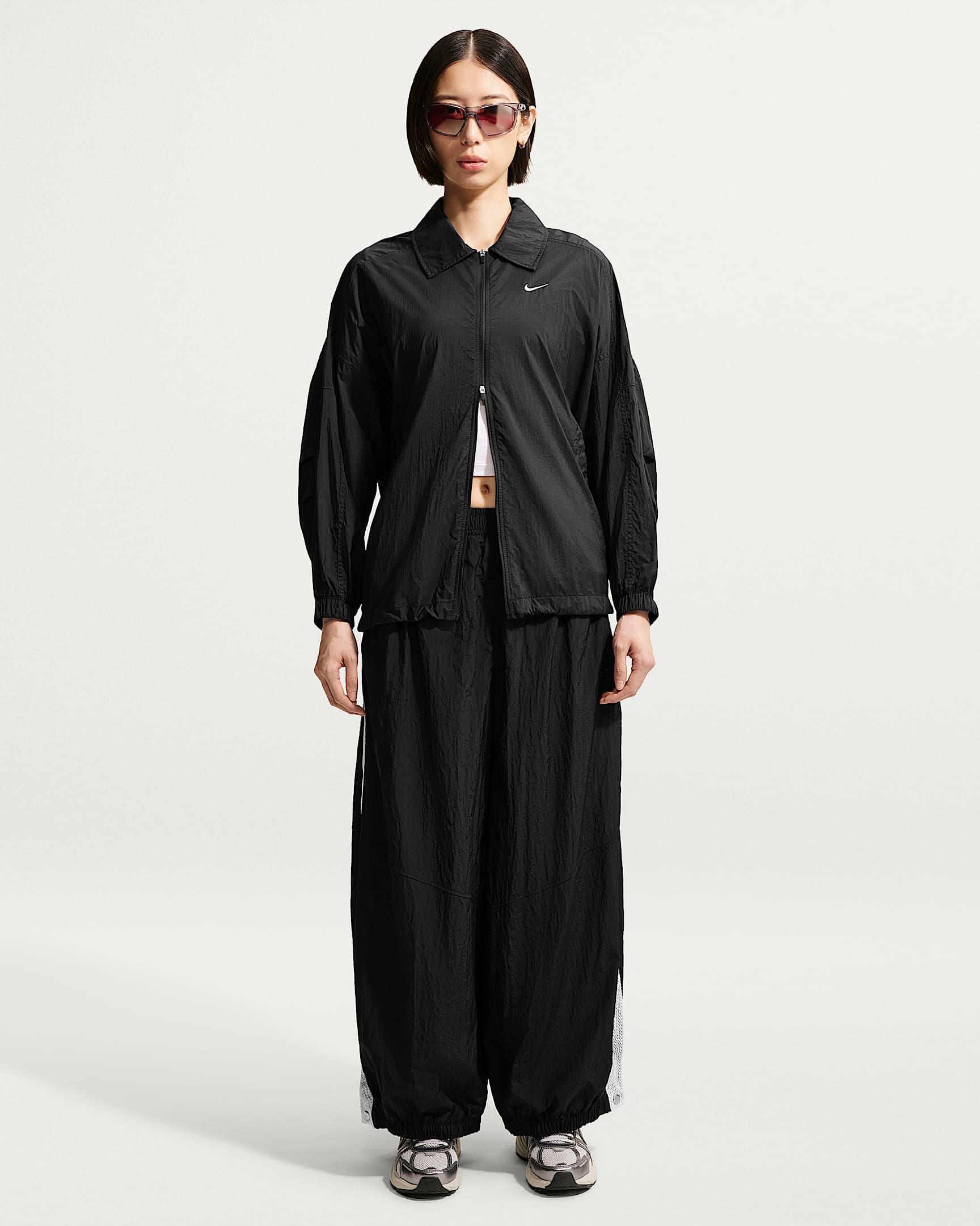 Nike Sportswear 女子 Oversize 风拒水高腰灯笼裤 - 黑/帆白/黑