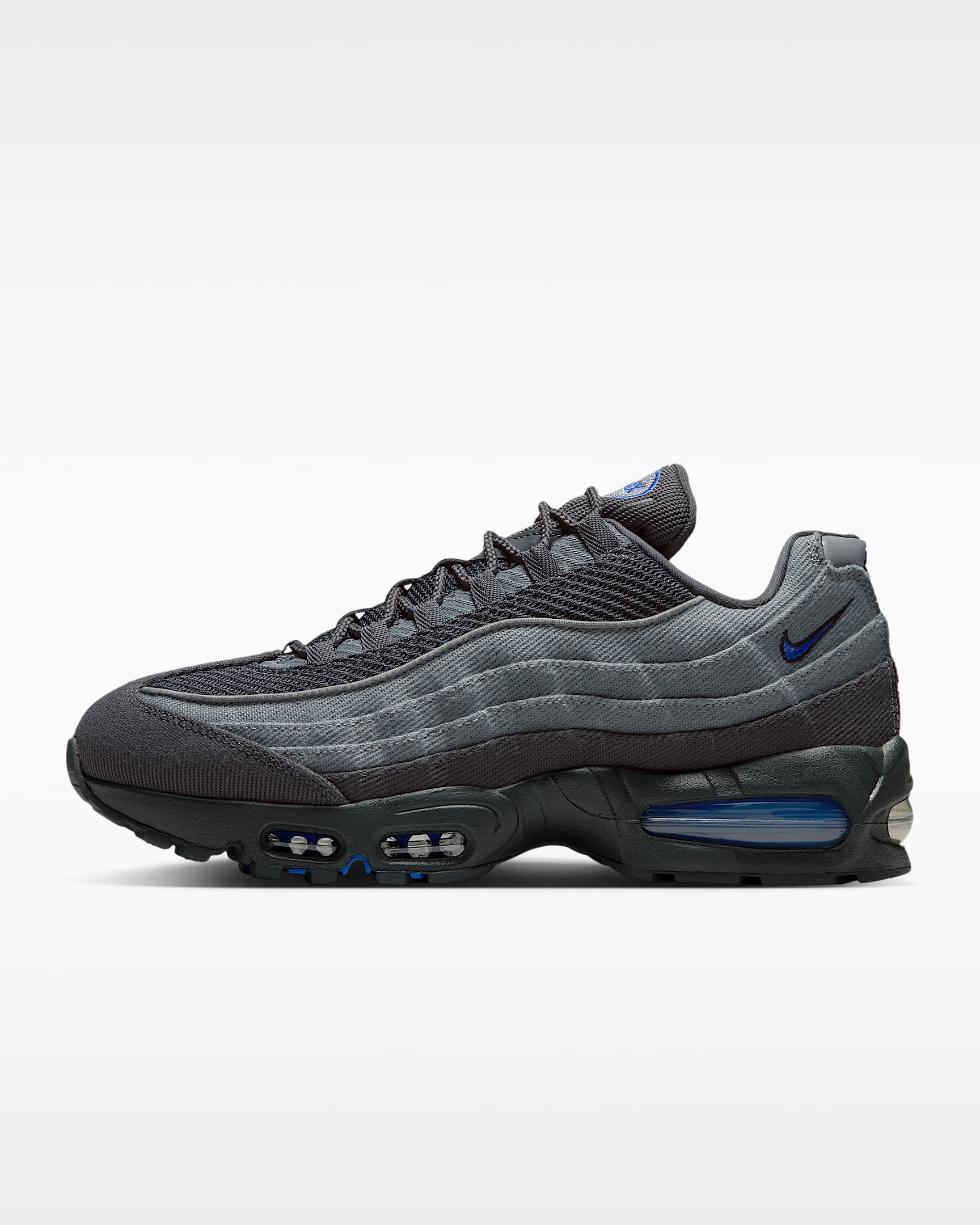 Nike Air Max 95 Big Bubble 男子运动鞋 - 烟灰/煤黑/黑/赛车蓝
