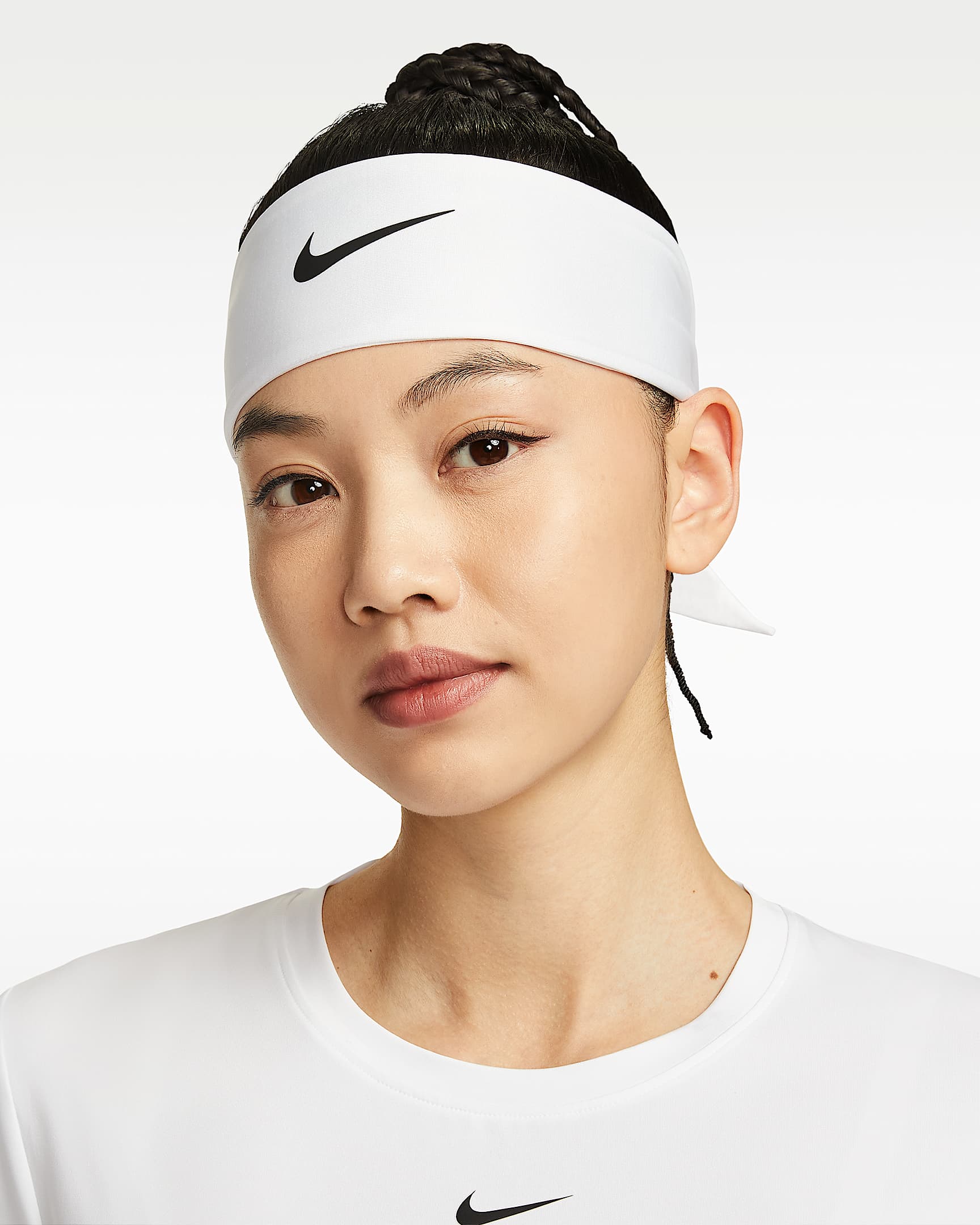 Nike Fury Dri-FIT 经典速干头带(1 条) - 白色/黑