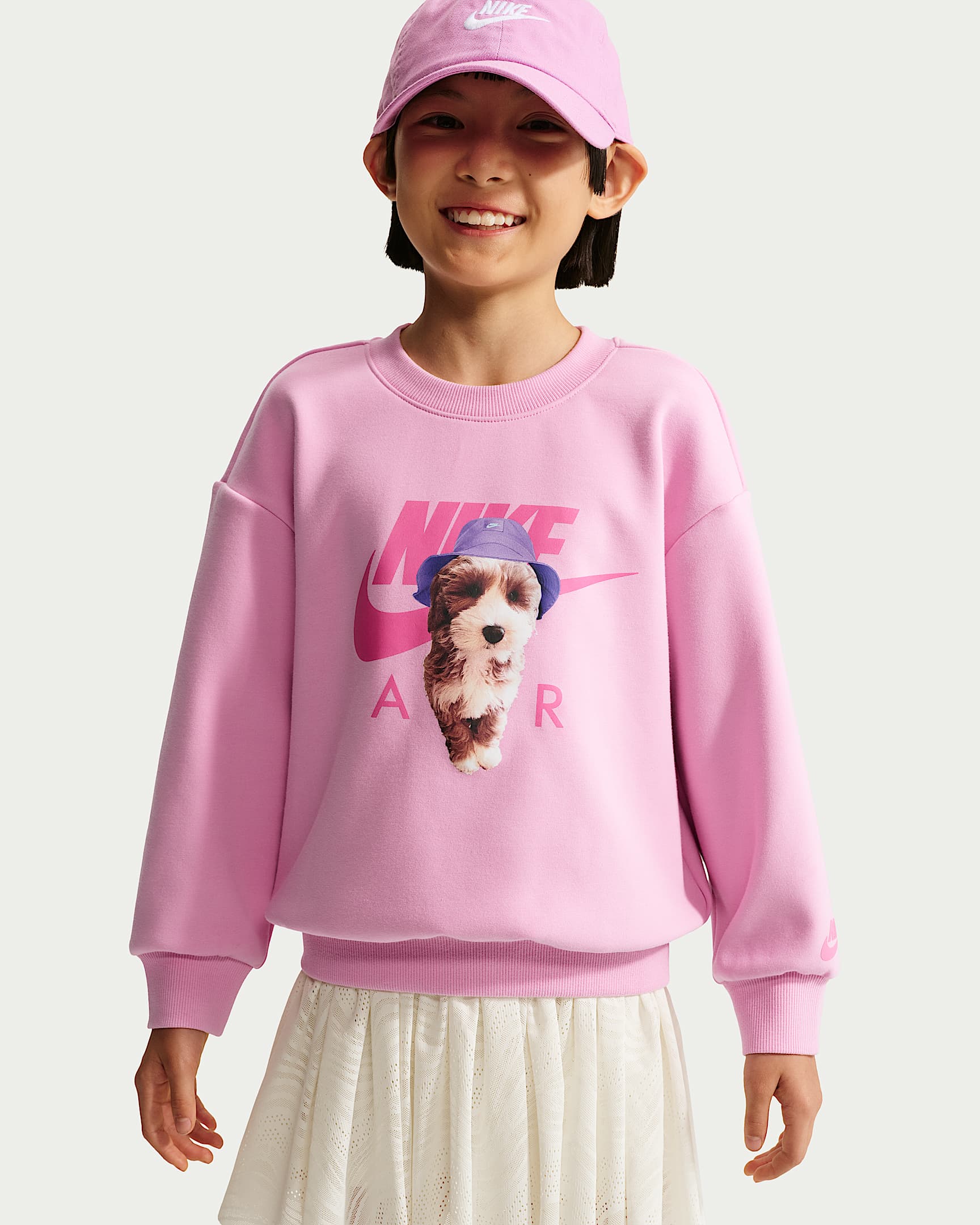 Nike Sun Pup 幼童印花加绒圆领上衣 - 上升粉
