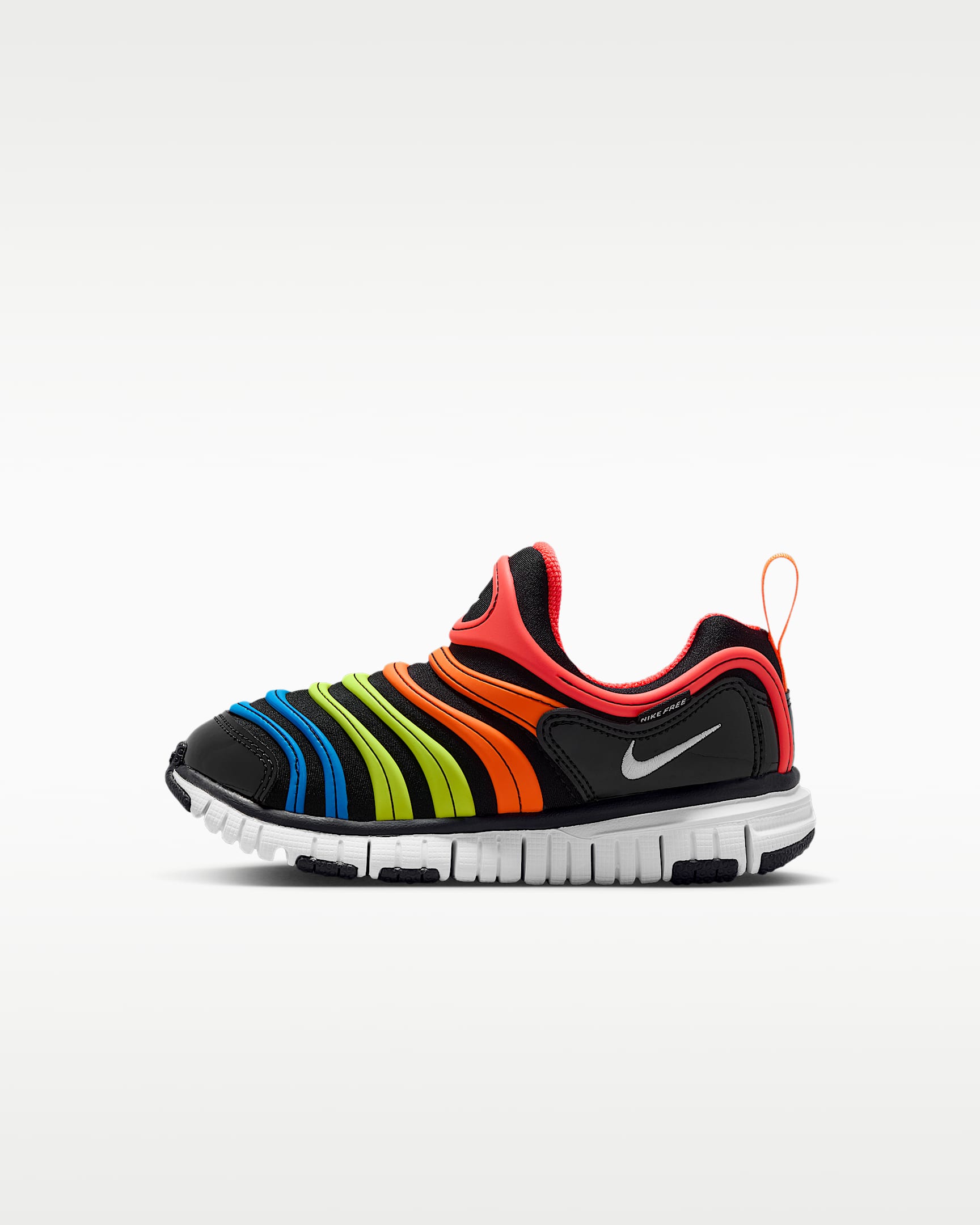 Nike Dynamo Free 耐克毛毛虫幼童易穿脱运动鞋 - 黑/亮深红/荷兰橙/白色