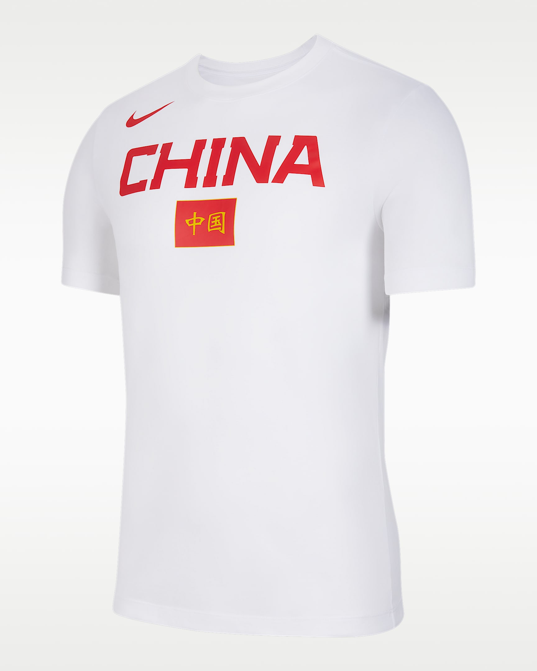 中国队 Nike 男子速干篮球T恤 - 白色/红色/黄色/红色