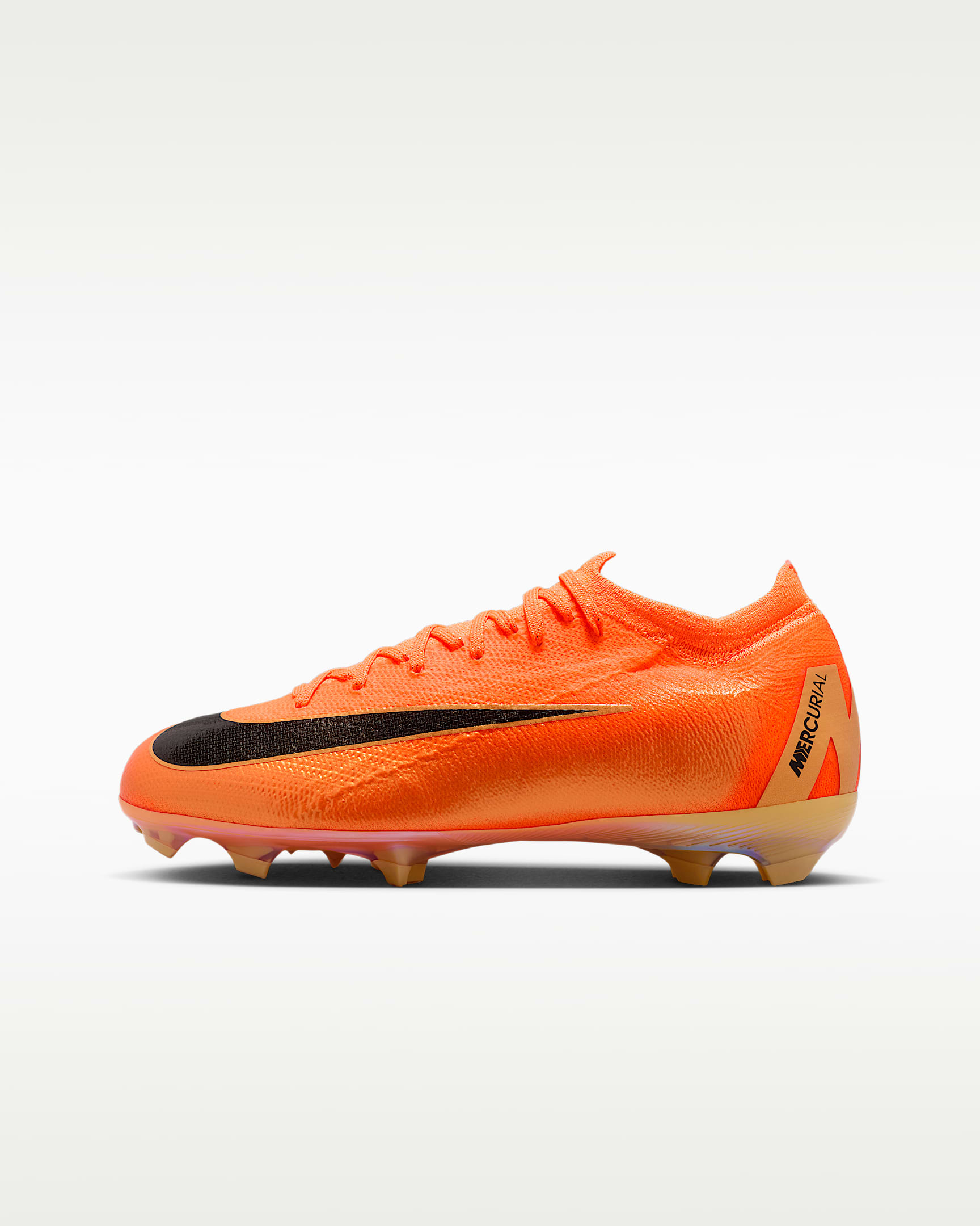 Nike Jr. Mercurial Vapor 16 Pro 耐克刺客系列大童 FG 天然硬质草地低帮足球鞋 - 荷兰橙/金属活力金