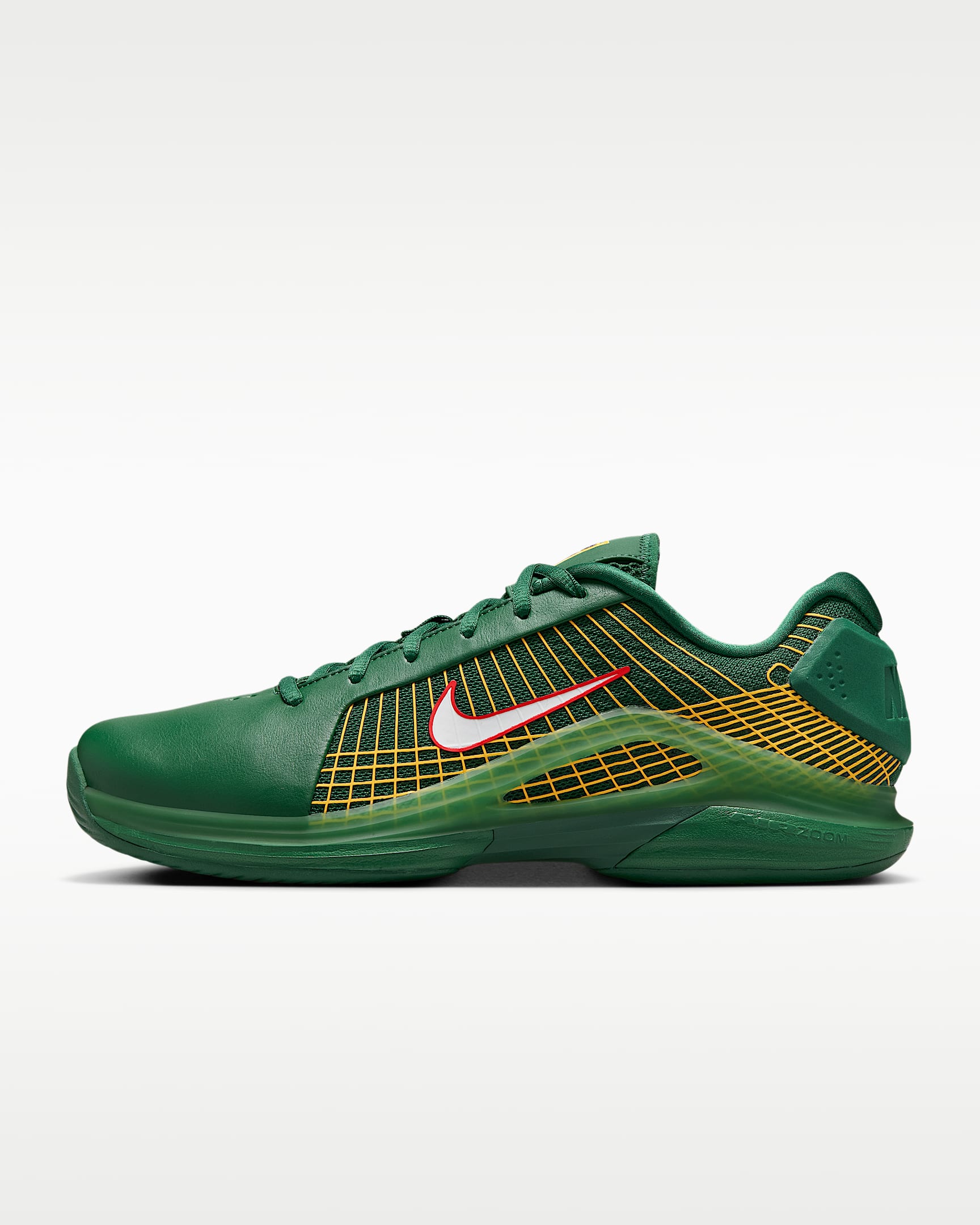 Nike Vapor 12 Hypersmash 男子硬地球场网球鞋 - 峡谷绿/大学红/大学金/白色