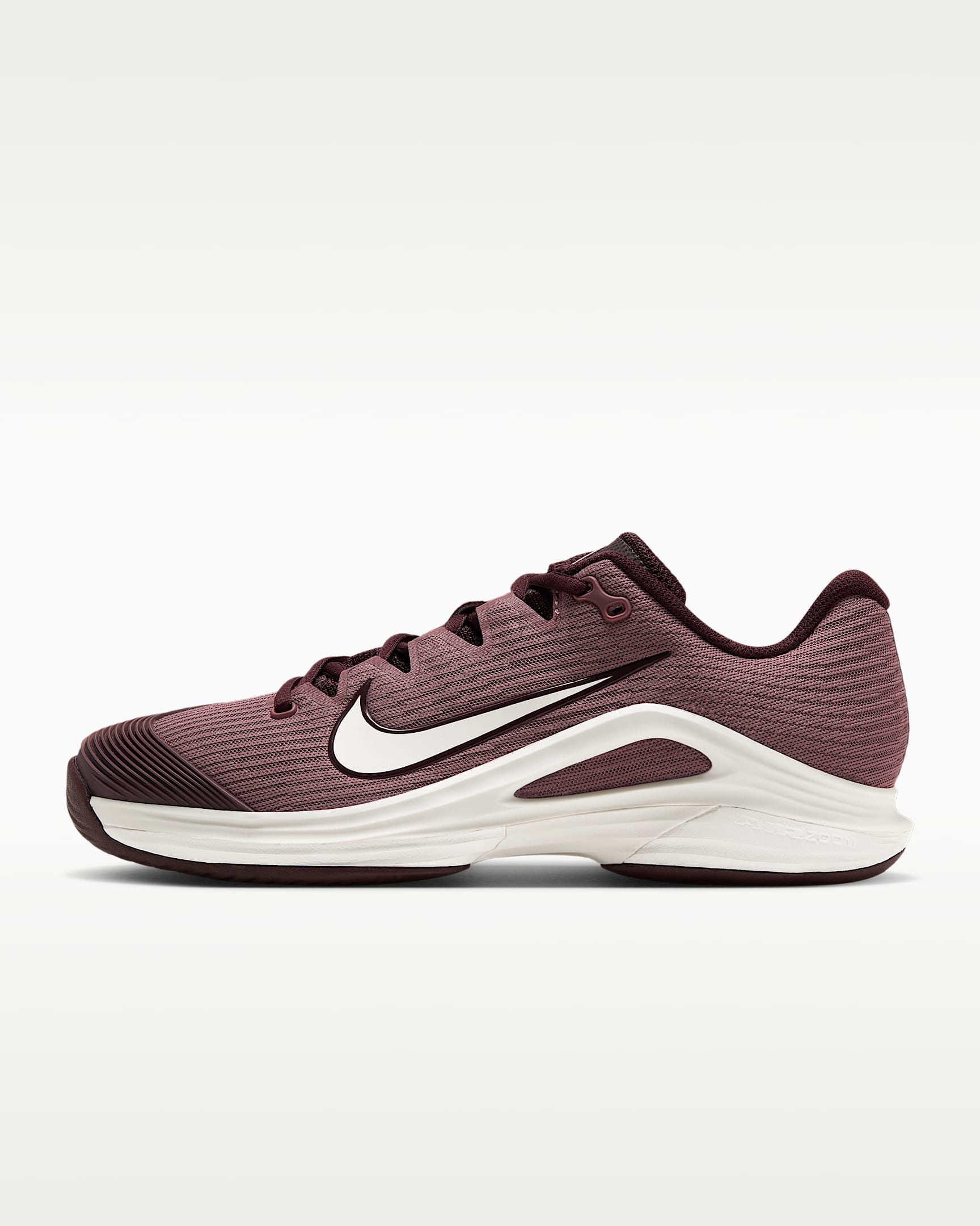 Nike Vapor 12 女子硬地球场网球鞋 - 烟灰紫红/神秘枣红/帆白