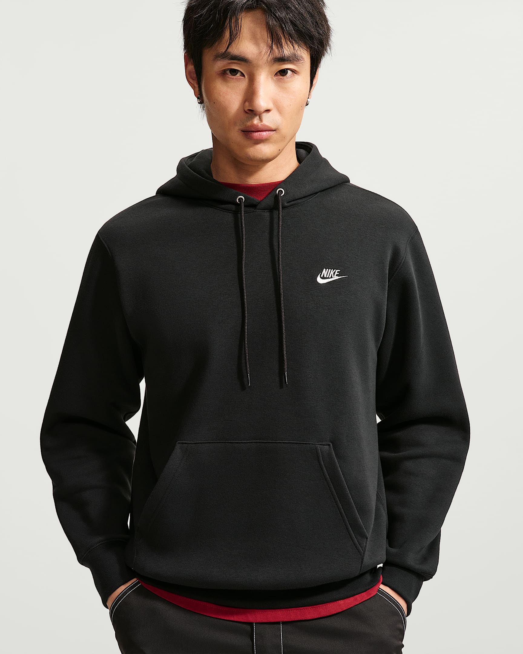 Nike Club 男子加绒套头连帽衫 - 黑/黑/金属银
