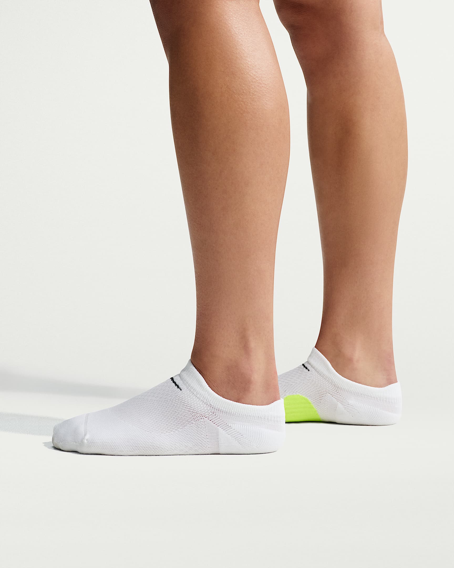 Nike Run Midweight 速干跑步船袜(1 双) - 白色/荧光黄/黑