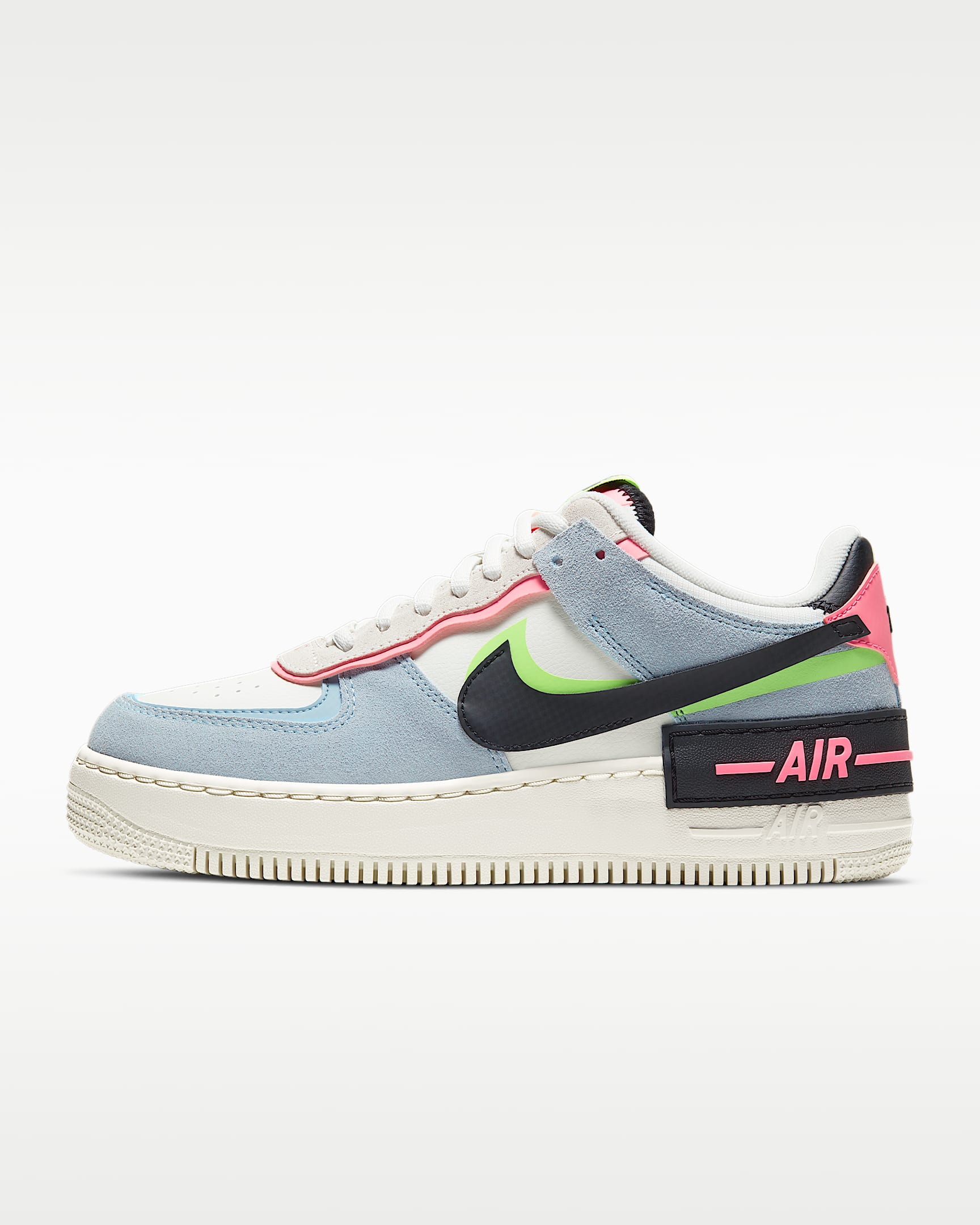 Nike Air Force 1 Shadow 女子空军一号运动鞋 - 帆白/落日红/浅军械蓝/黑