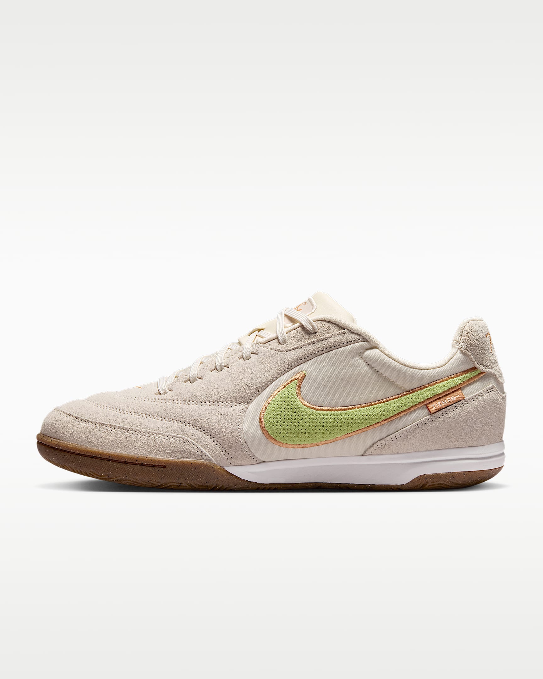 Nike Tiempo Streetgato PRM 耐克天迫系列男/女 IC 室内/球场低帮足球鞋 - 粉白/温和冷月光/亮眼柠檬黄