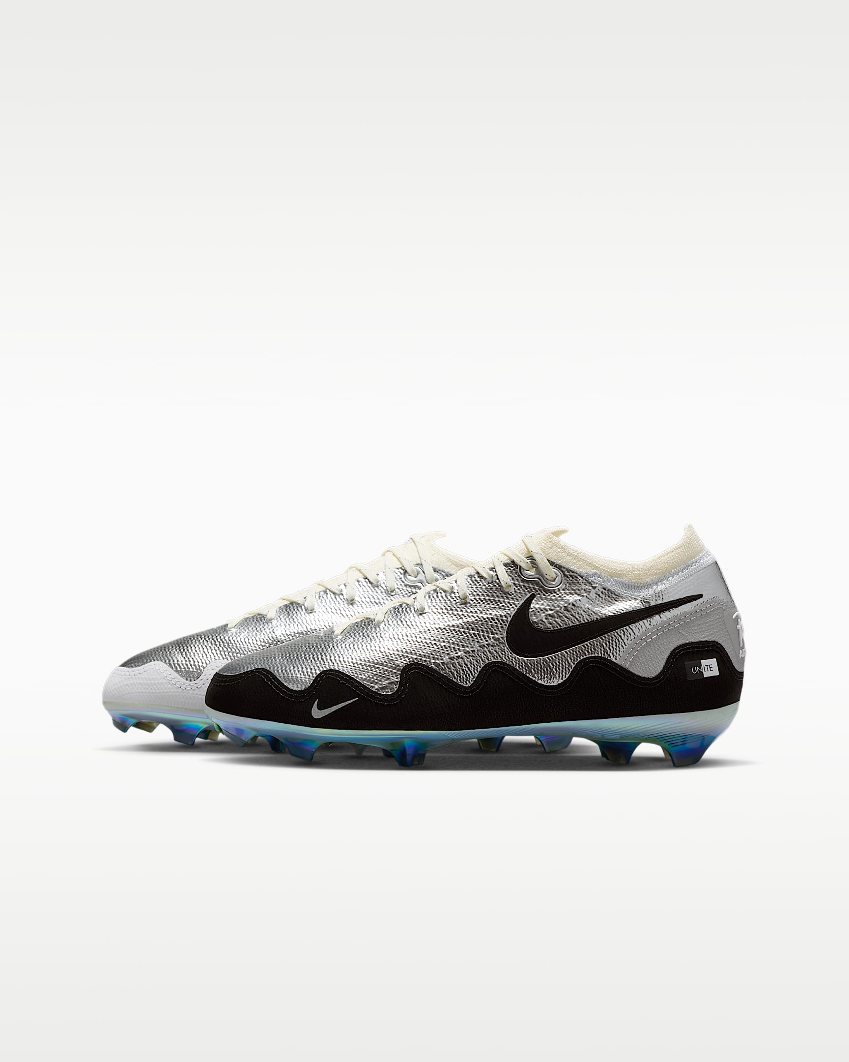Nike Jr. Mercurial Vapor 16 Pro x Patta 耐克刺客系列大童 FG 天然硬质草地低帮足球鞋 - 金属铬色/白色/黑