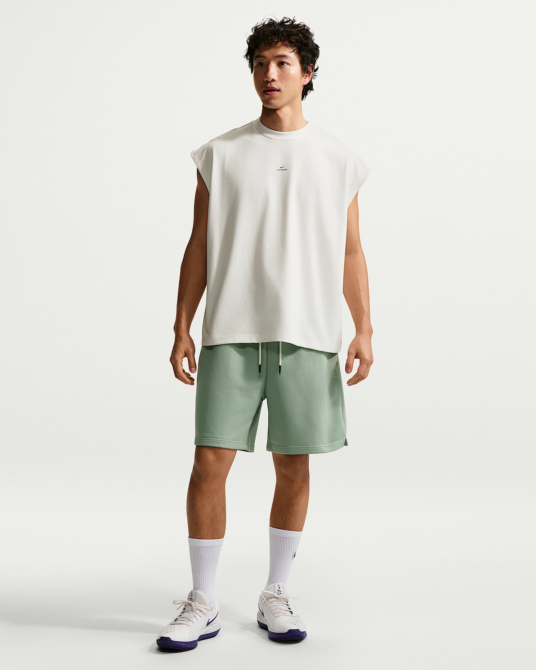 Nike Standard Issue Dri-FIT 耐克篮球小标系列男子速干法式毛圈针织短裤 - 温和灰绿/淡象牙白