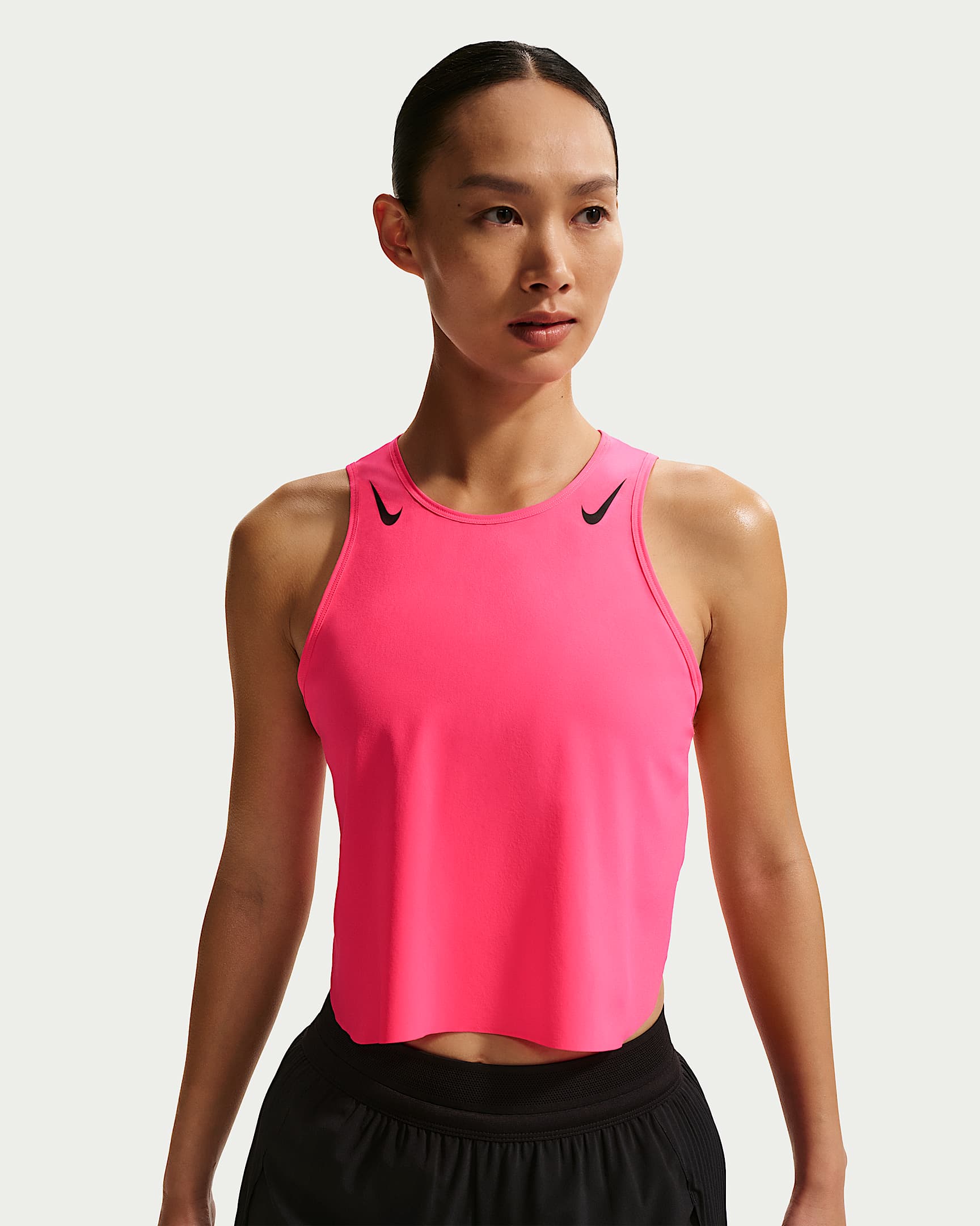 Nike AeroSwift Dri-FIT ADV 女子速干短款跑步背心 - 透明粉/黑