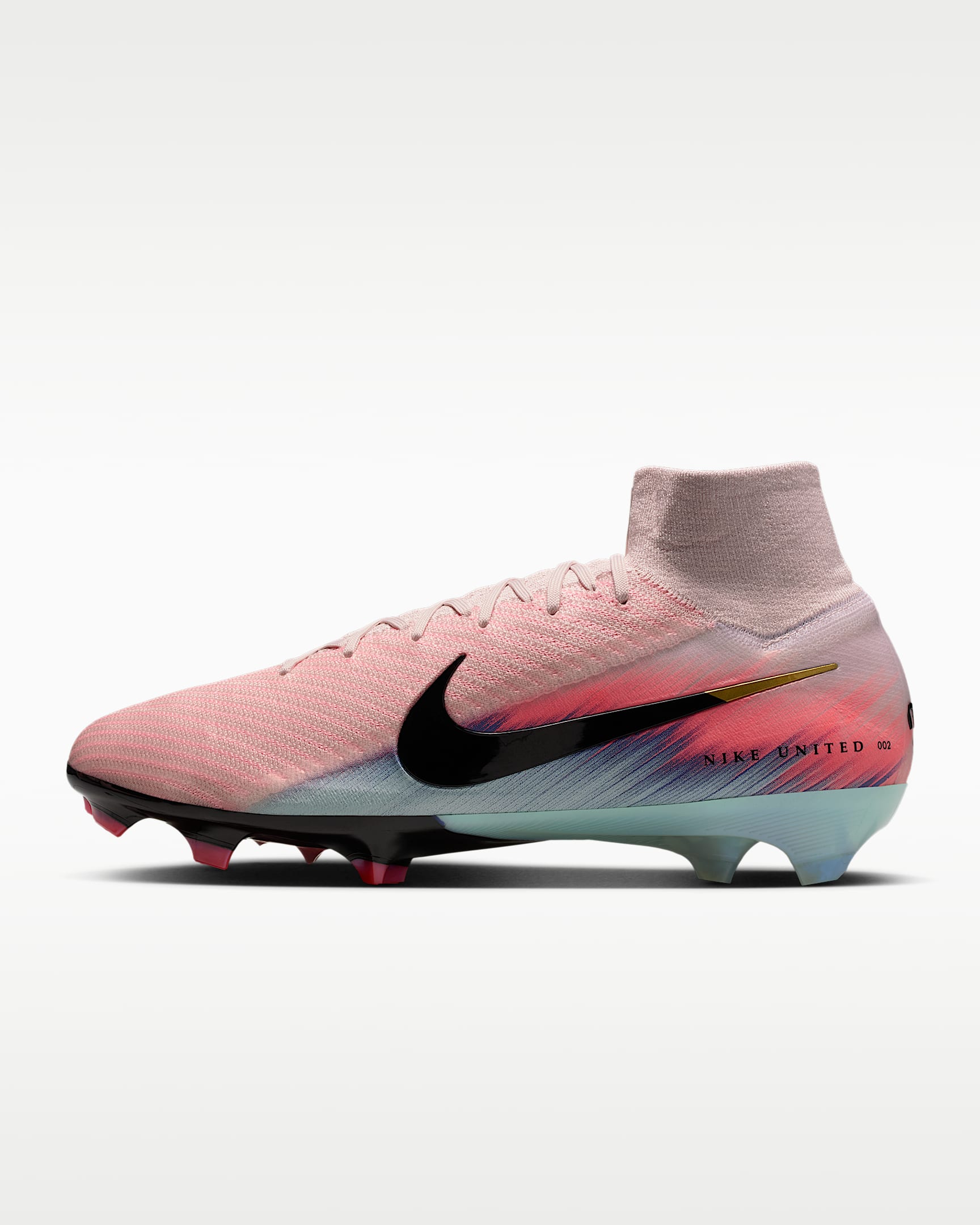 Nike United Mercurial Superfly 10 Elite 耐克刺客系列男/女 FG 天然硬质草地高帮足球鞋 - 砂岩灰粉/赛车蓝