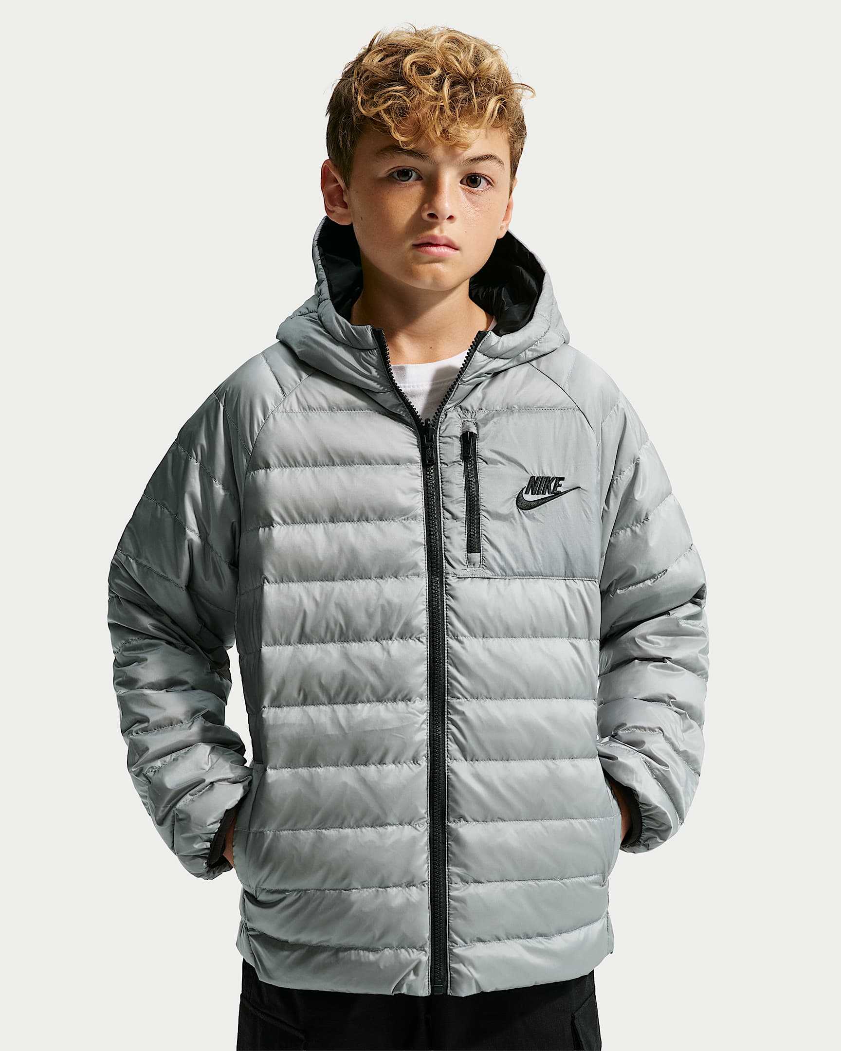 Nike 大童双面穿户外羽绒夹克 - 浅烟灰