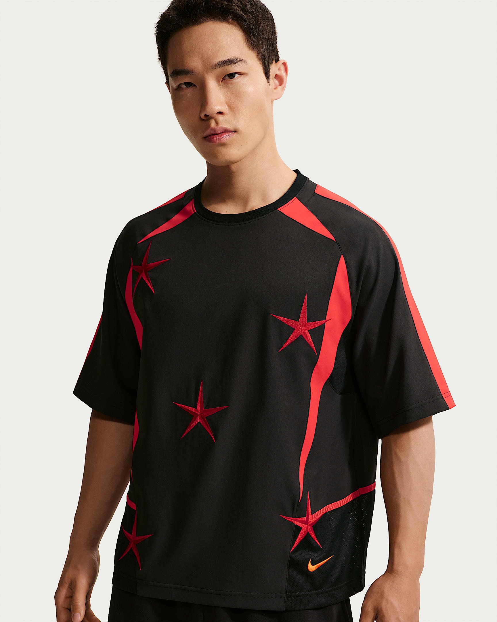 Nike "Your Message Here" 男子短袖足球球衣 - 黑/大学红/安全橙