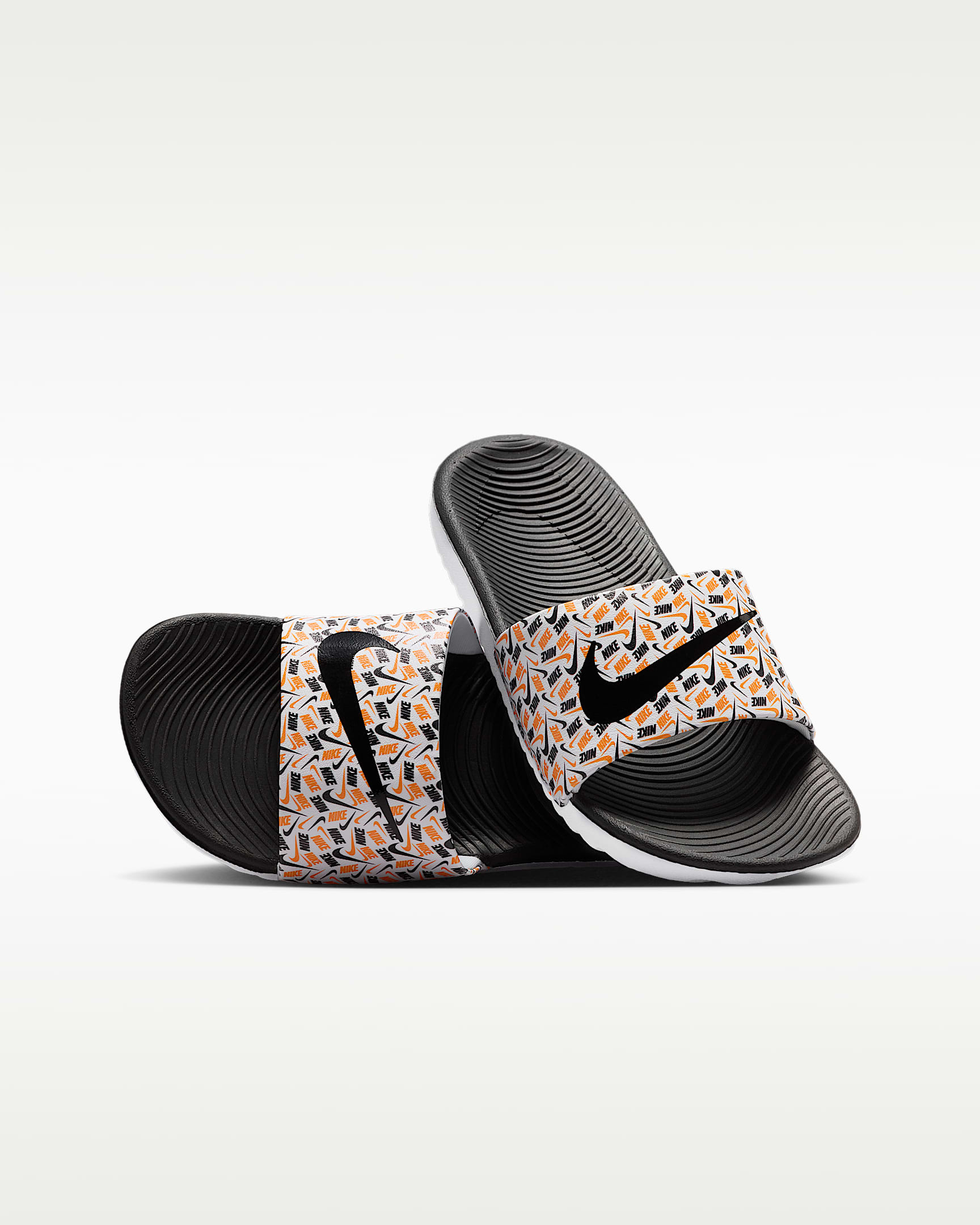 Nike Kawa 大童拖鞋 - 白色/荷兰橙/黑