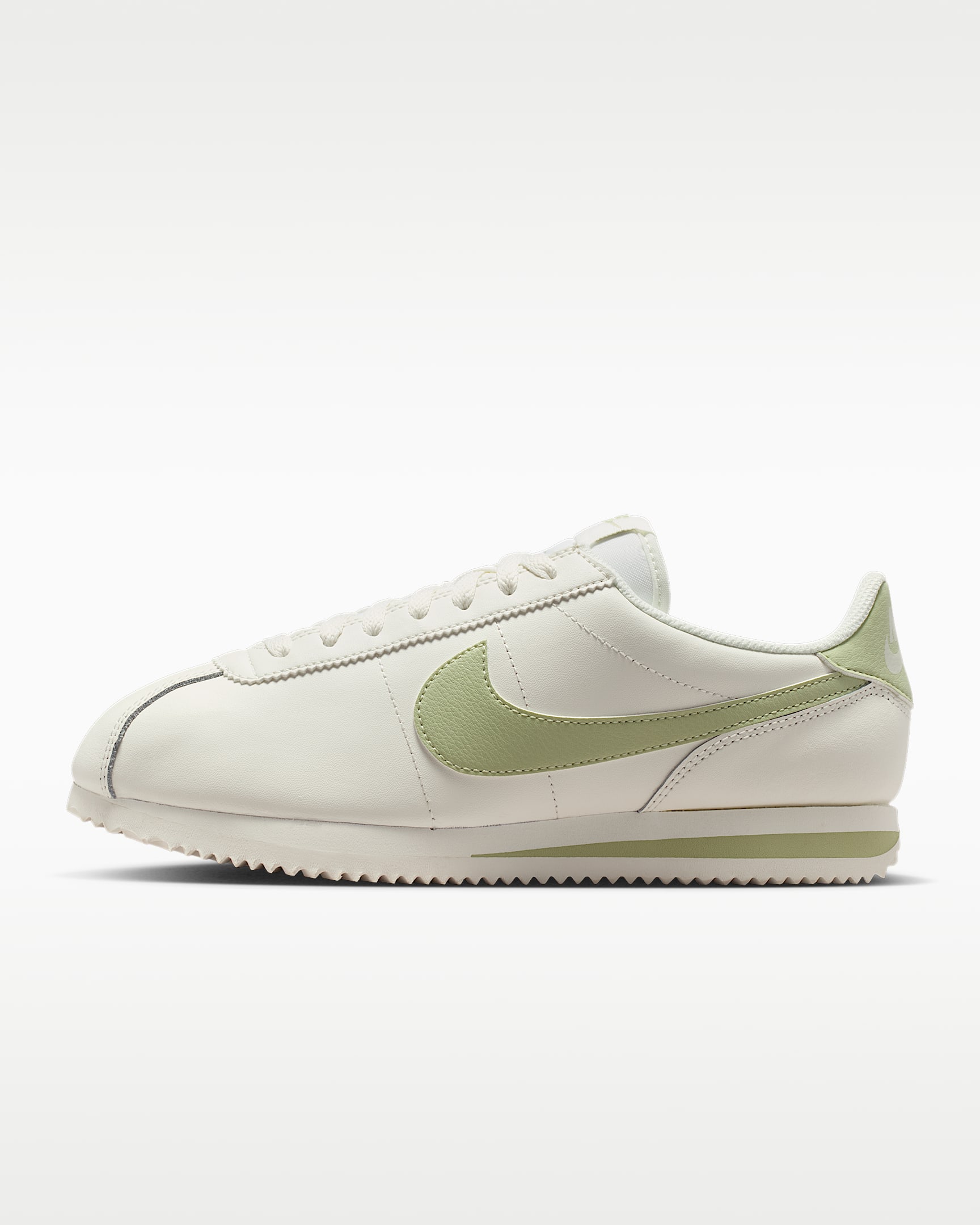 Nike Cortez Leather 女子运动鞋 - 帆白/浅橄榄绿