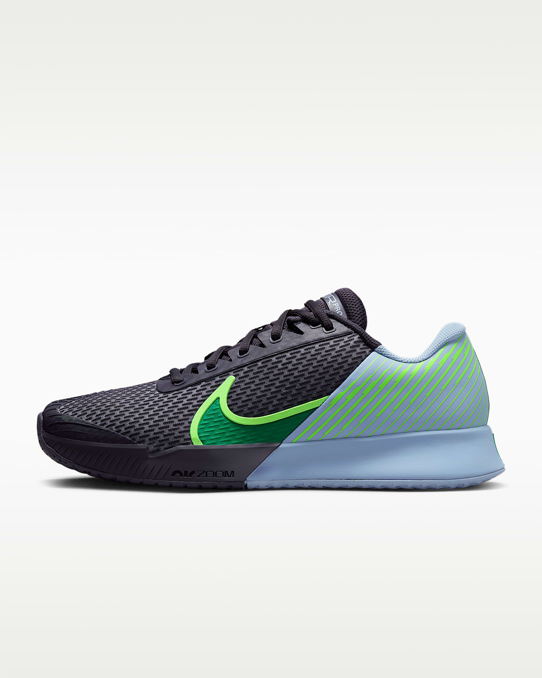 Nike Zoom Vapor Pro 2 HC 男子硬地球场网球鞋 - 铁架黑/狂喜钴蓝/冲击绿/体育场绿