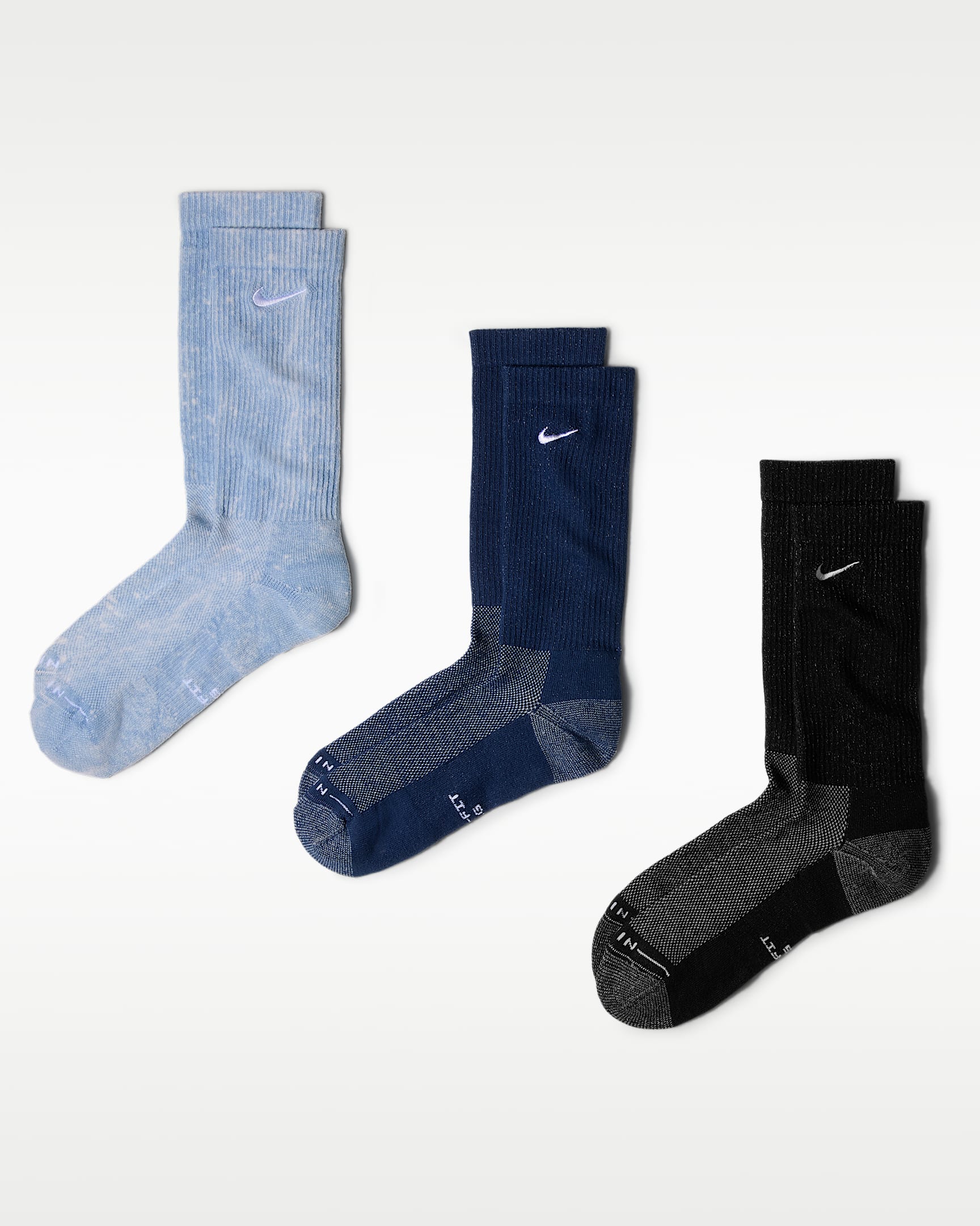 Nike Everyday Elevated 速干中筒运动袜(3 双) - 多色