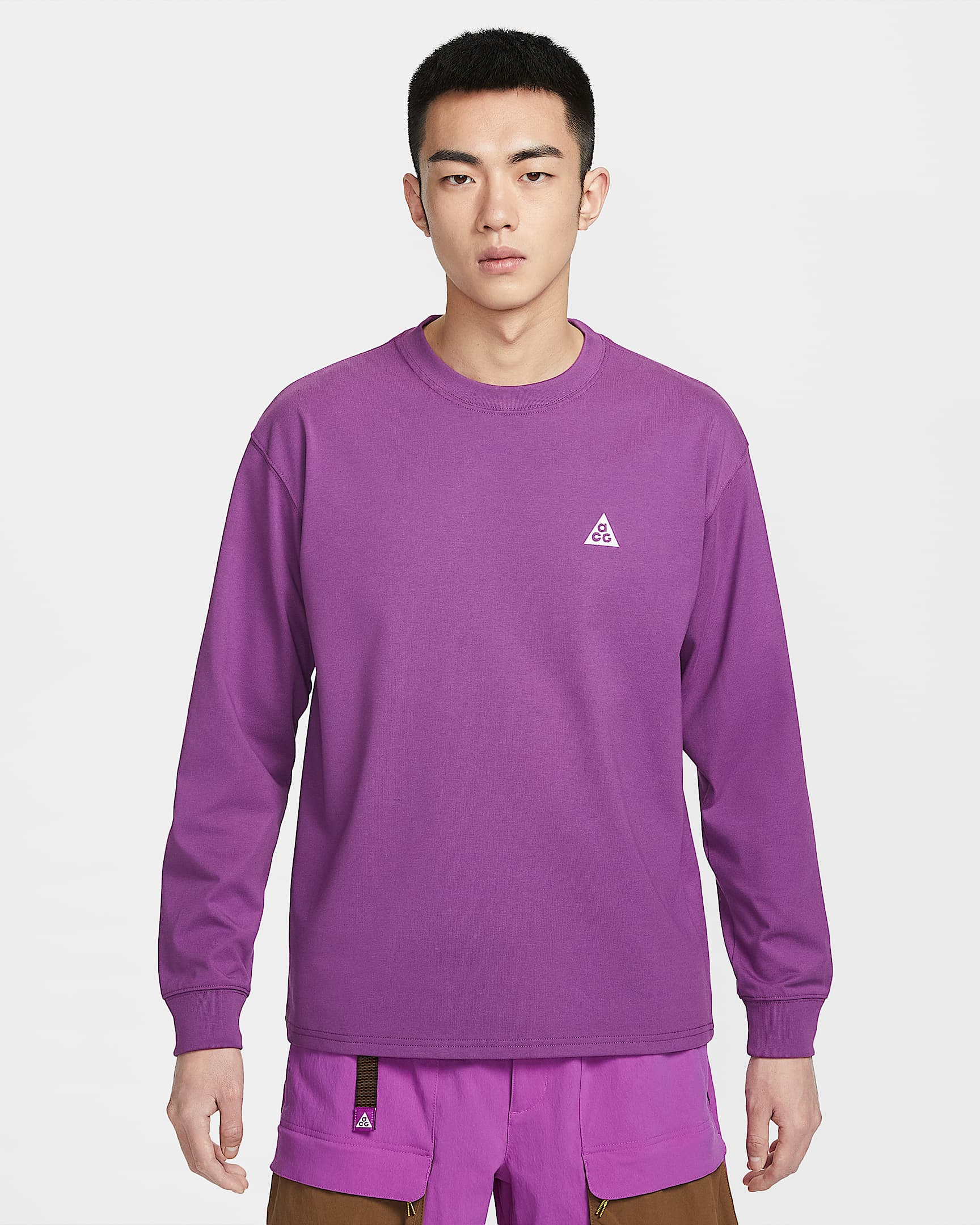 Nike ACG 男子速干长袖T恤 - 浆果红/山峰白