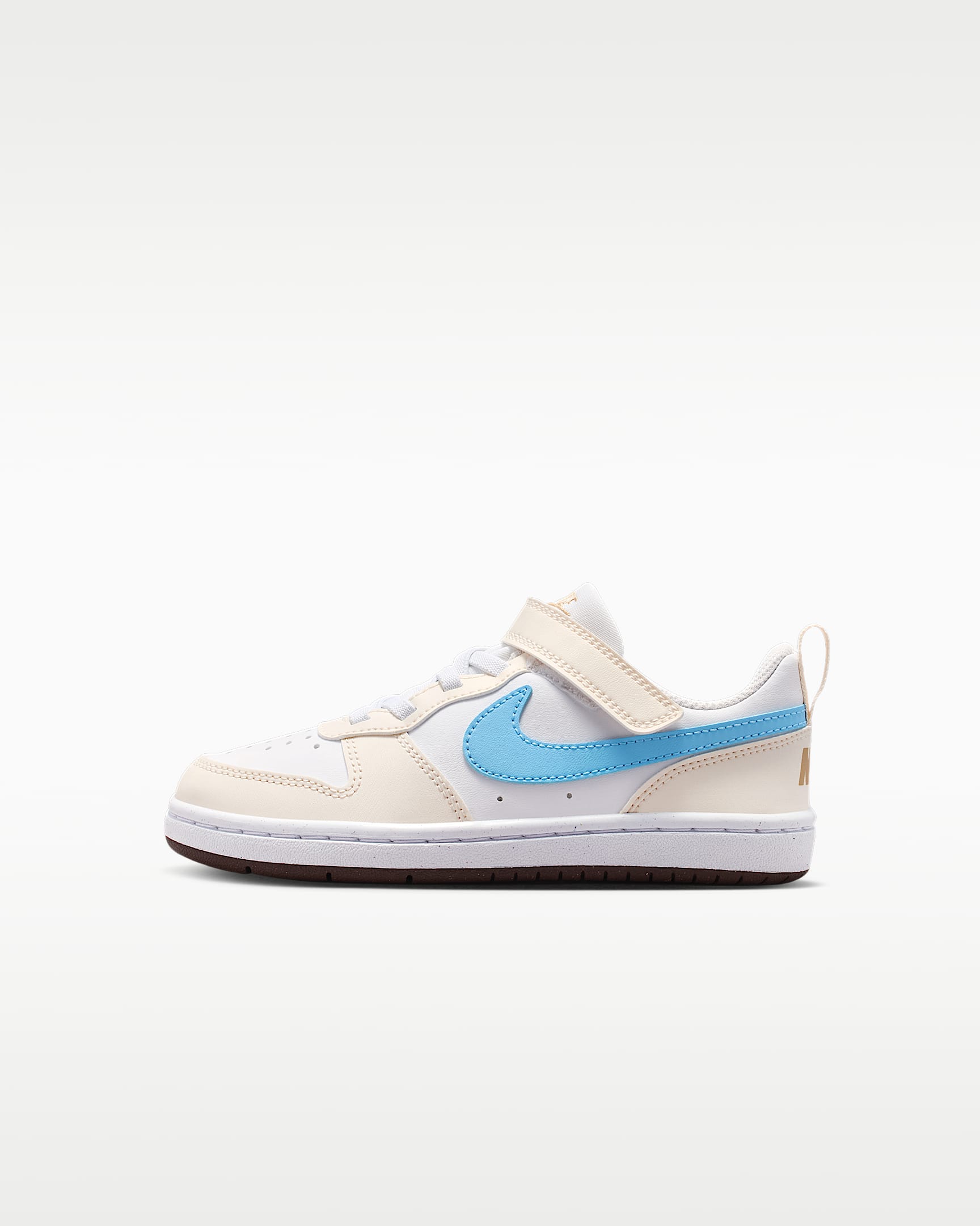 Nike Court Borough Low 耐克酷菠萝幼童运动鞋 - 白色/白色/粉白/足球蓝