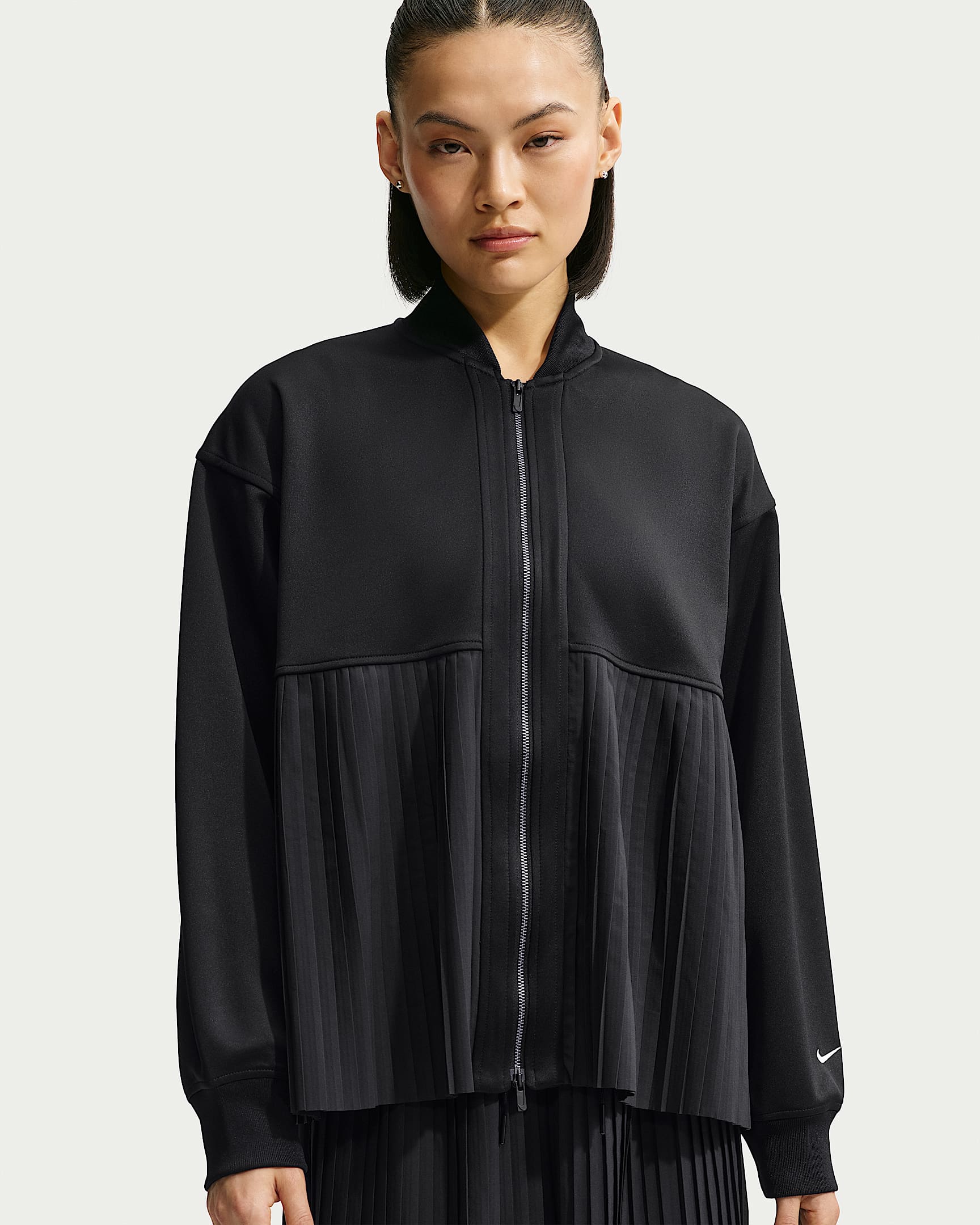 Nike Sportswear 女子褶裥拼接夹克 - 黑/帆白