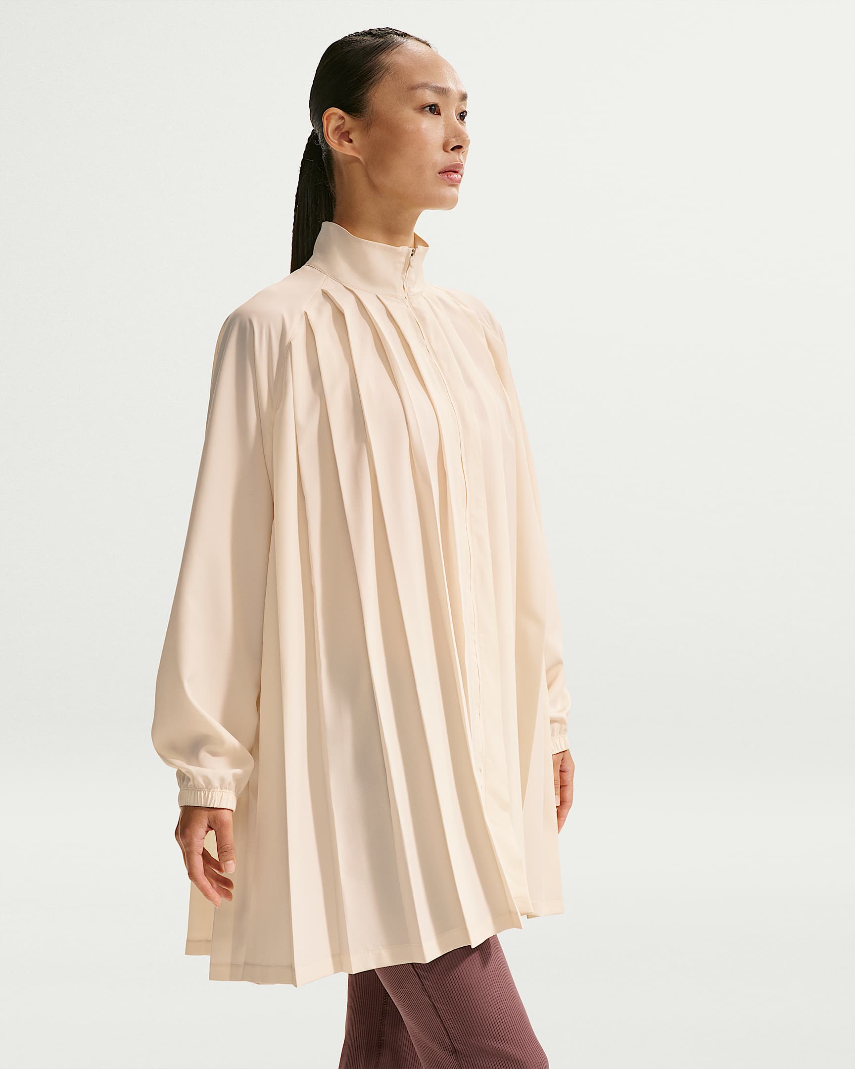 Nike Sportswear 女子 Oversize 风长袖褶裥连衣裙 - 粉白/粉白