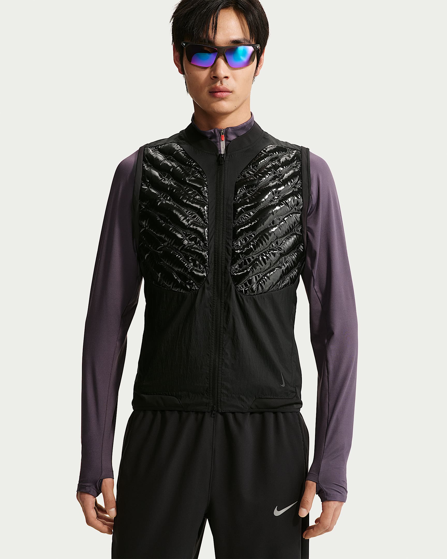 NikeLab | Running 男子羽绒拼接马甲 - 黑/黑