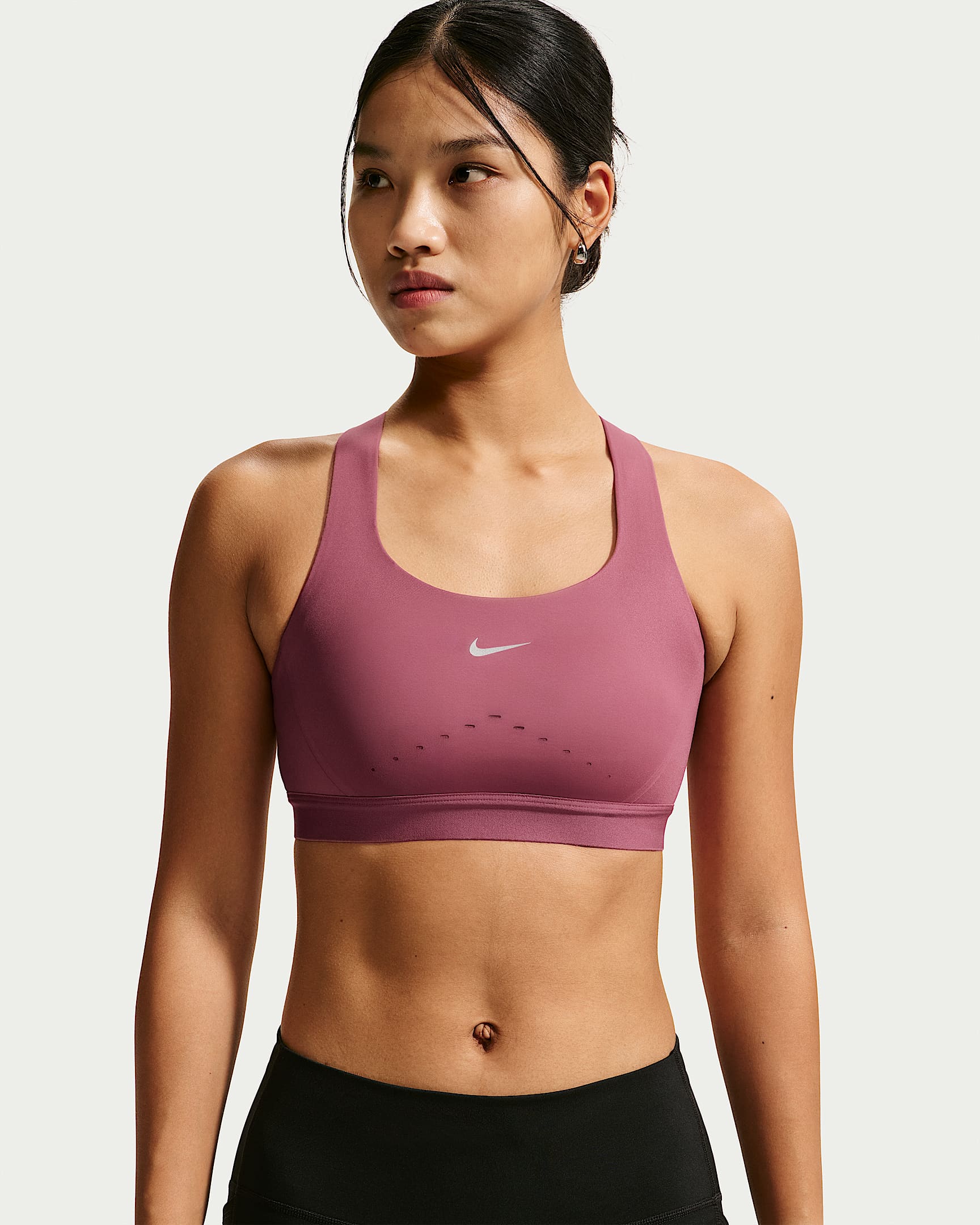 Nike Swift 女子速干高强度支撑轻衬运动内衣 - 烟灰粉