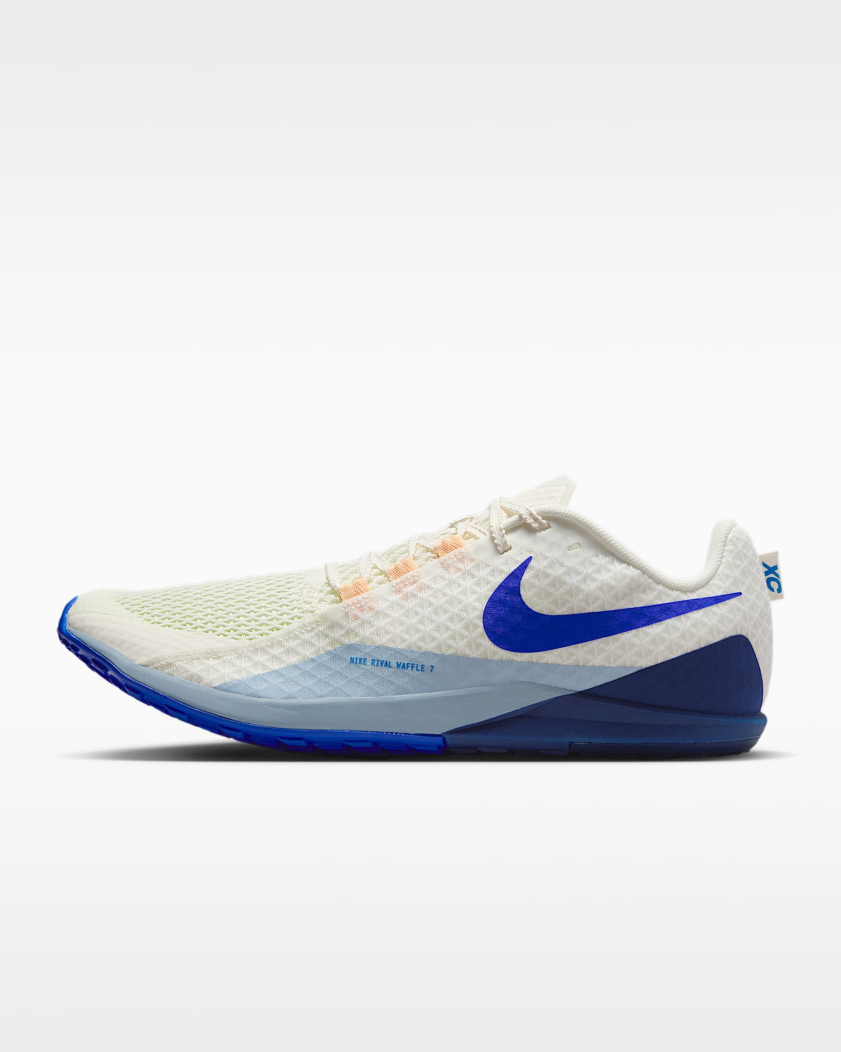 Nike Zoom Rival Waffle 7 男子公路和越野竞速田径鞋 - 帆白/空间蓝/浅军械蓝/赛车蓝