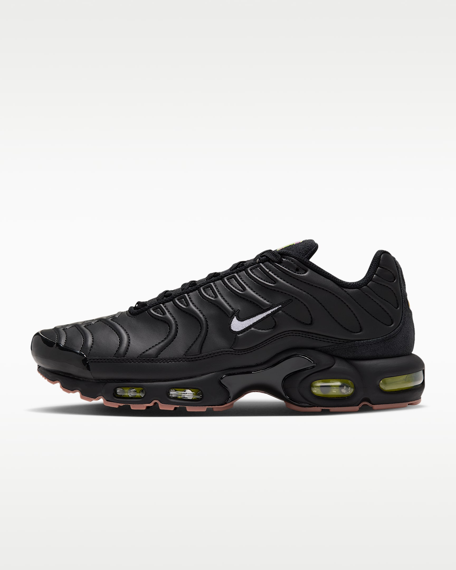 Nike Air Max Plus 男子运动鞋 - 黑/橡皮中褐/荧光黄/白色