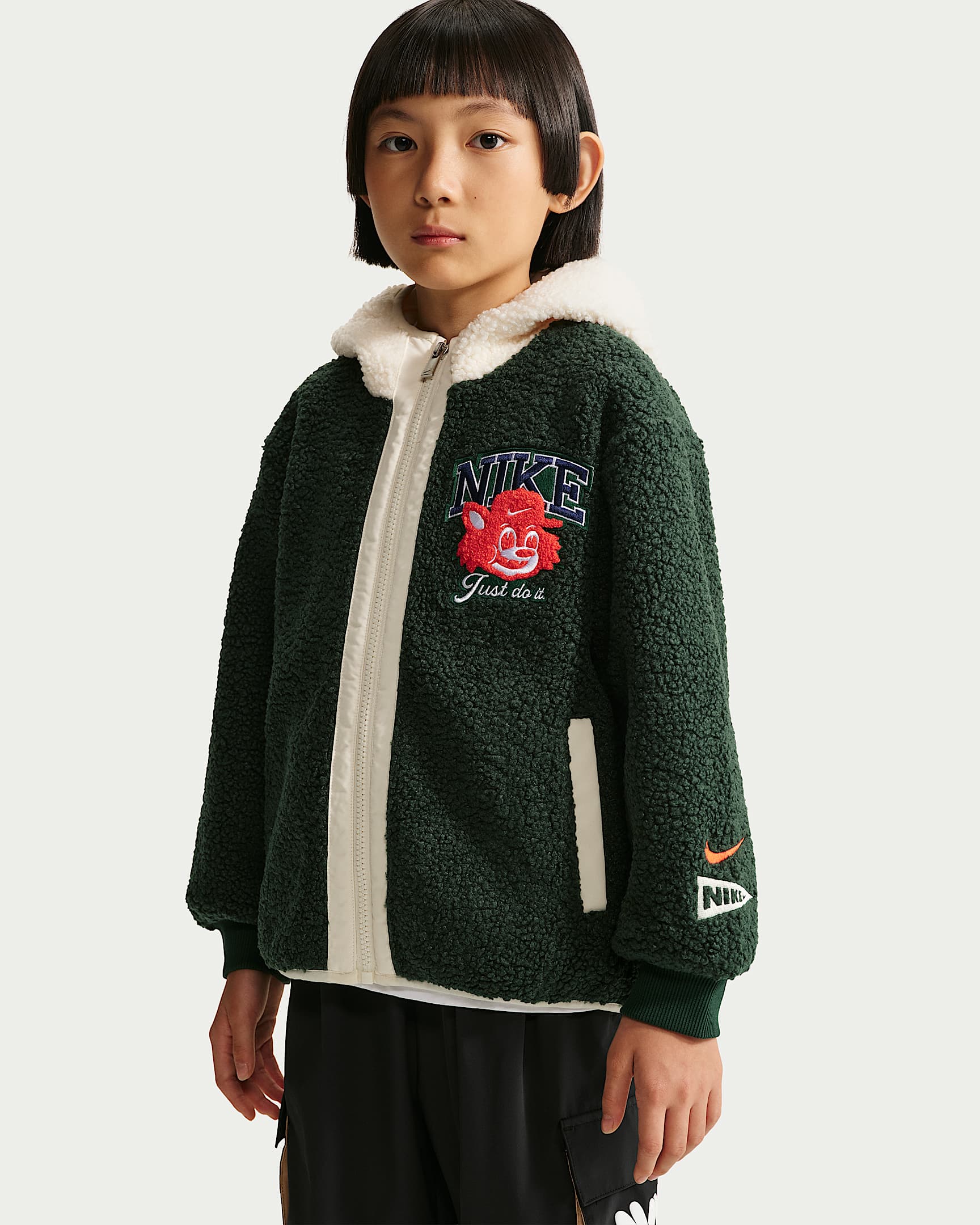 Nike 幼童仿羊羔绒夹克 - 冷杉绿
