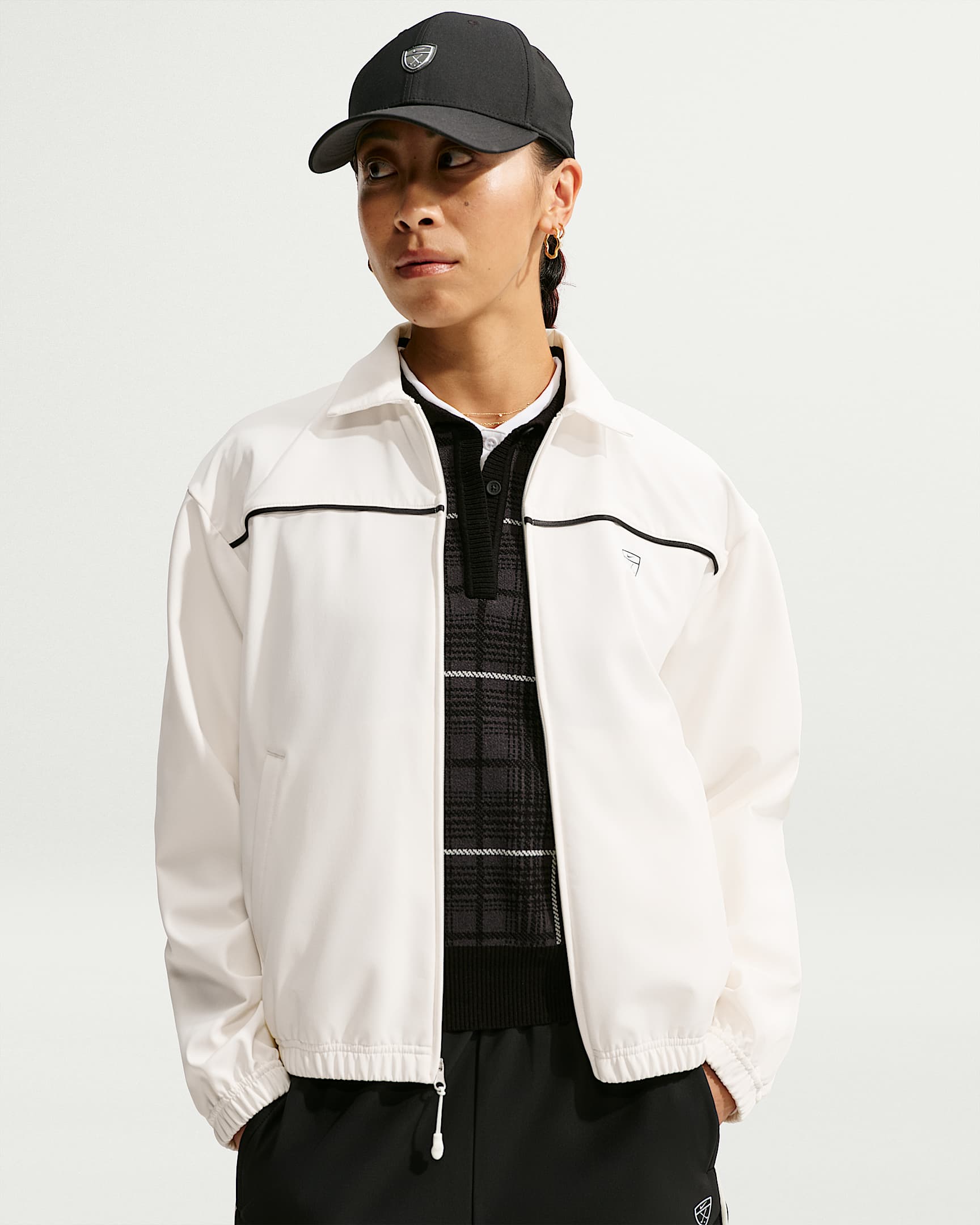 Nike Par Therma-FIT 女子加绒里料全长拉链开襟高尔夫夹克 - 帆白/白色/黑