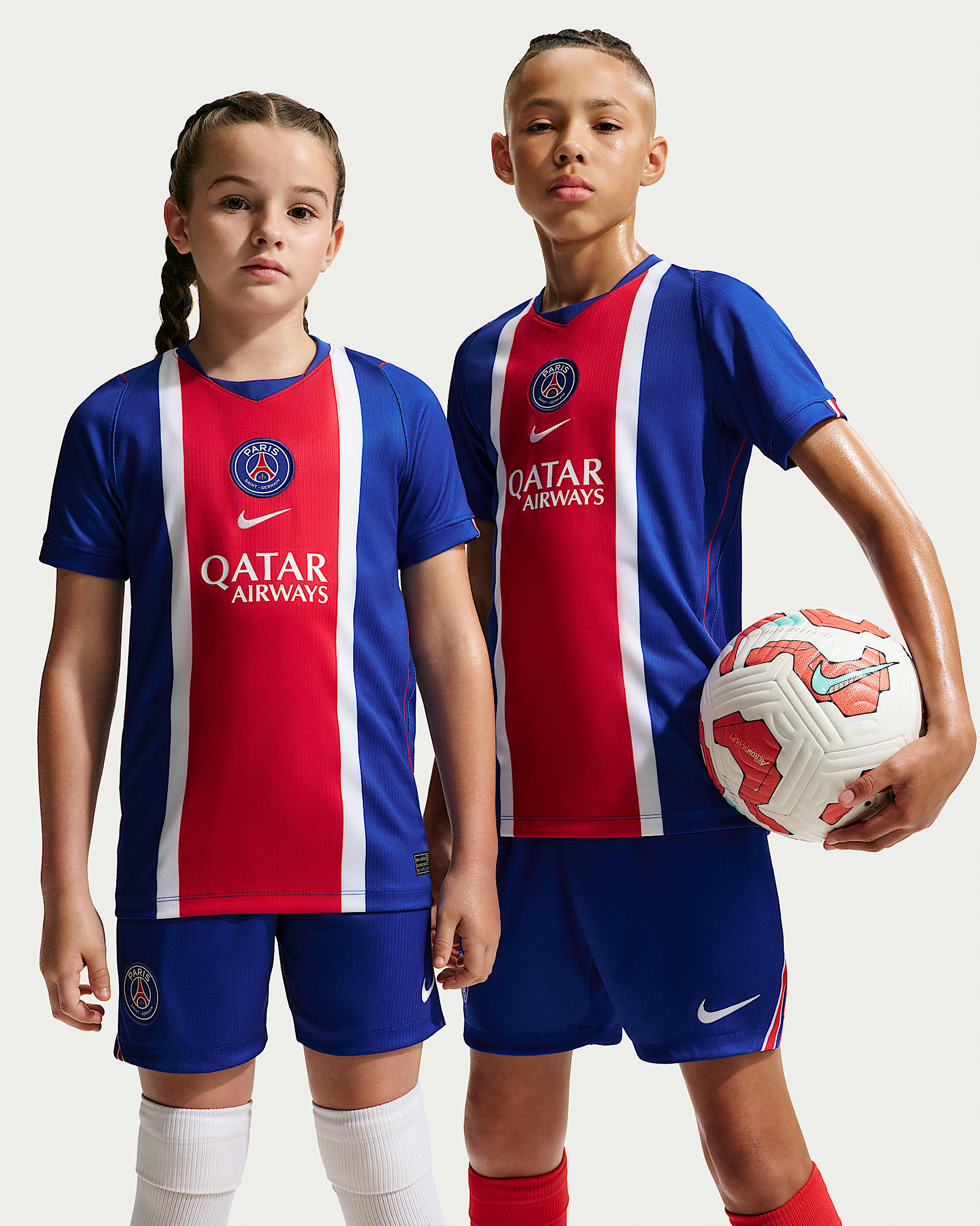 2026/27 赛季巴黎圣日耳曼主场球迷版 Nike Dri-FIT 大童速干短袖足球球衣 - 旧宝蓝/白色/大学红/白色