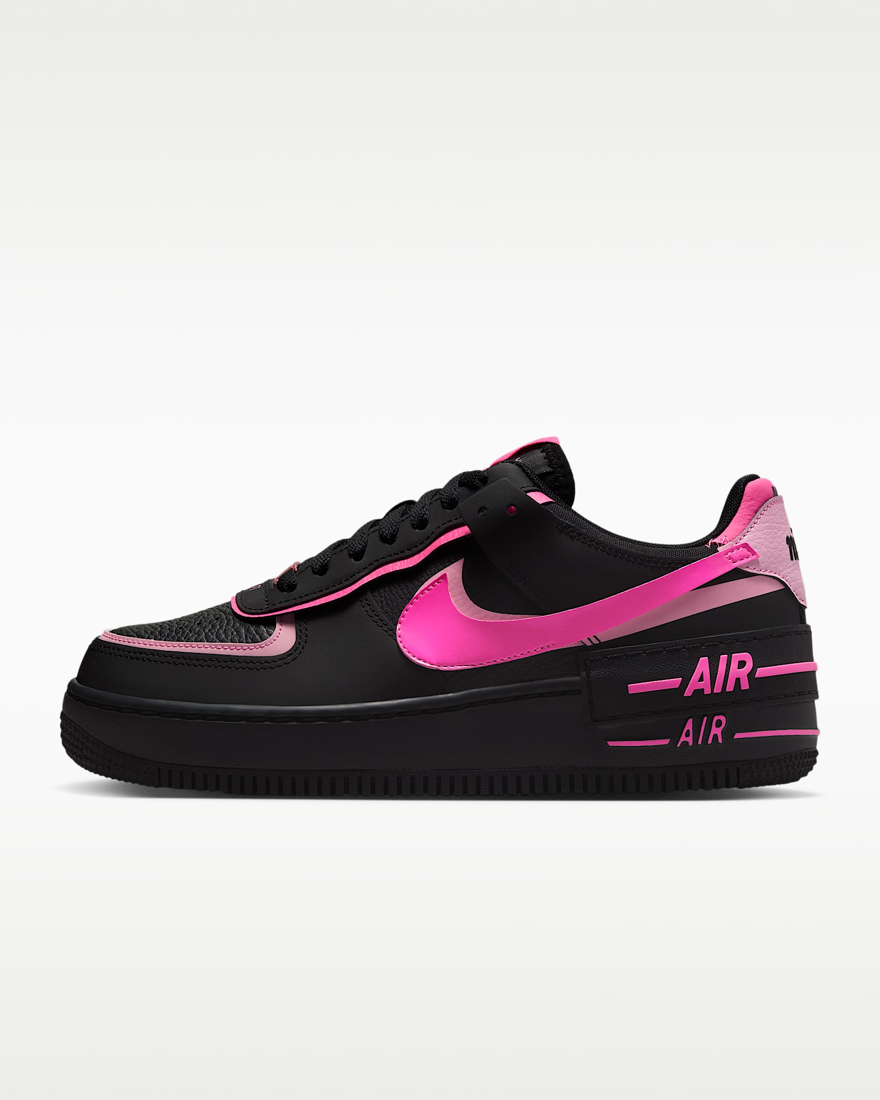 Nike Air Force 1 Shadow 女子空军一号运动鞋轻盈板鞋 - 黑/魅力粉/爆炸粉