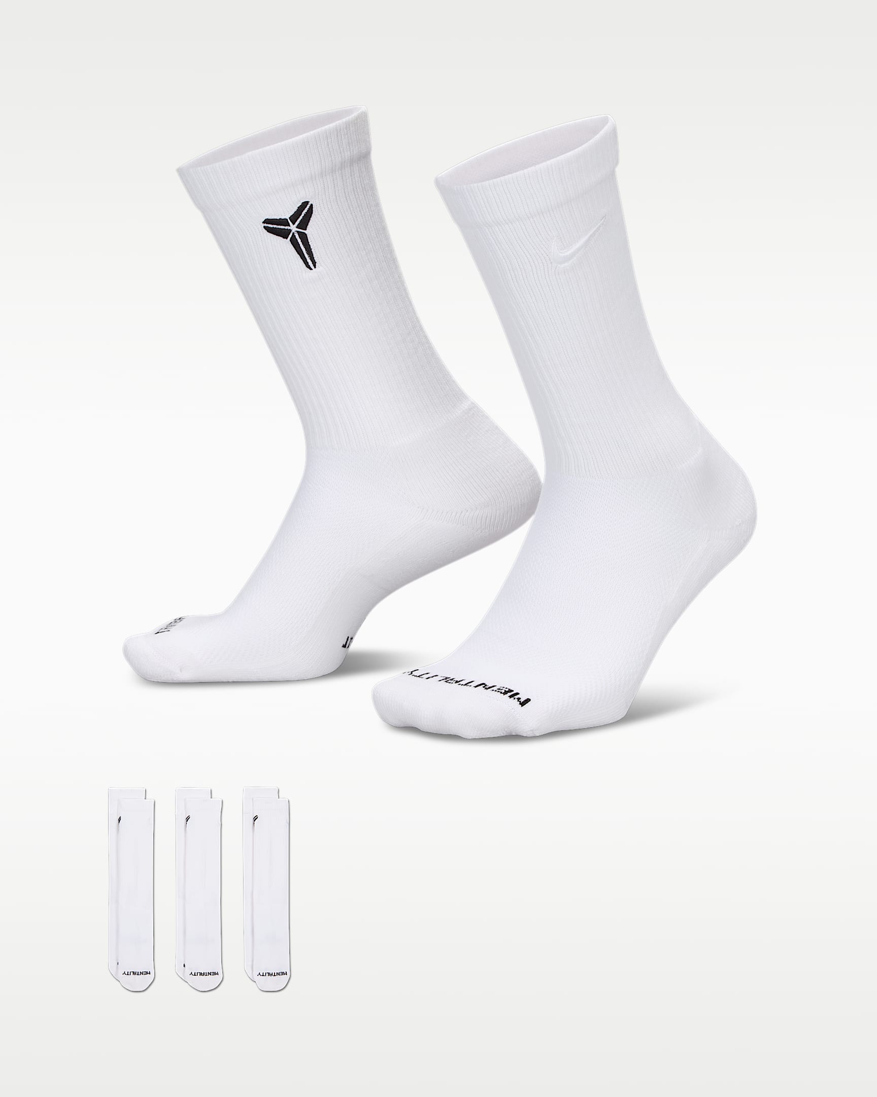 Kobe Nike Everyday Elevated 科比速干中筒运动袜（3 双） - 多色