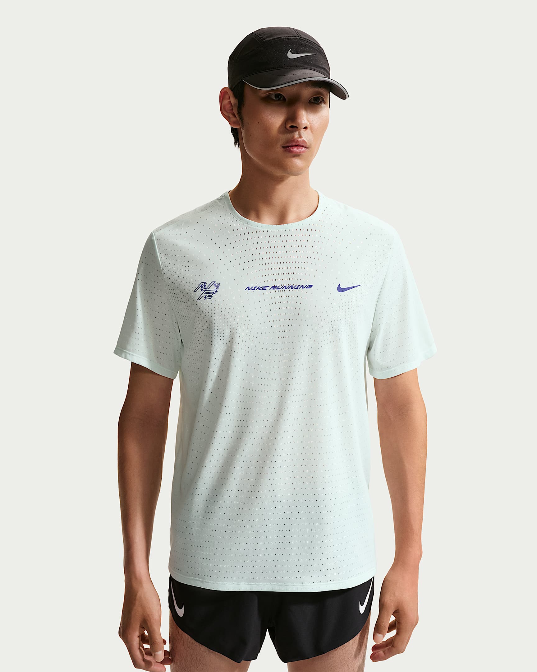 Nike AeroSwift Dri-FIT ADV 男子速干短袖跑步上衣 - 微绿/青石蓝