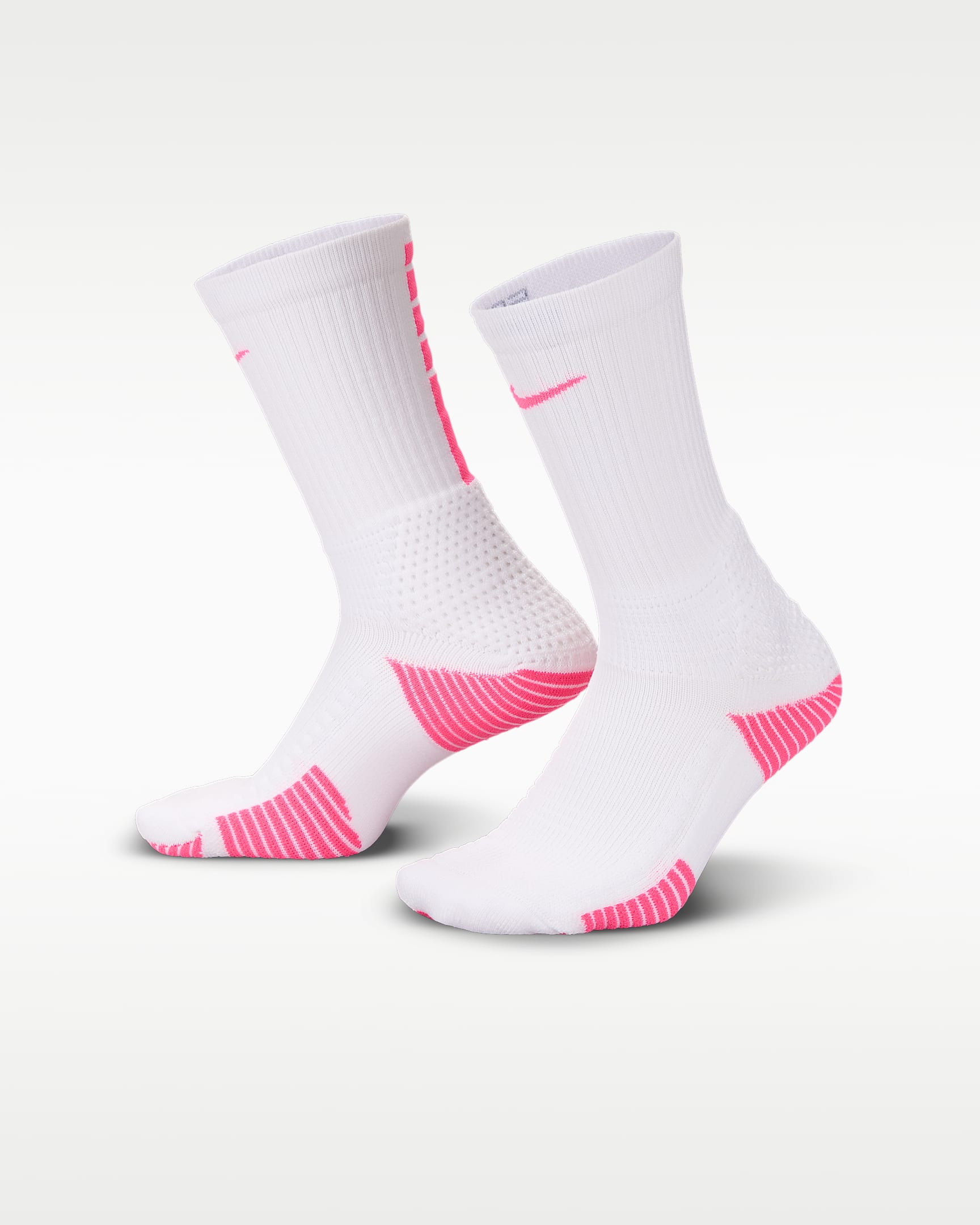 Nike Elite 2.0 舒适速干中筒运动袜(1 双) - 白色/狼灰/透明粉