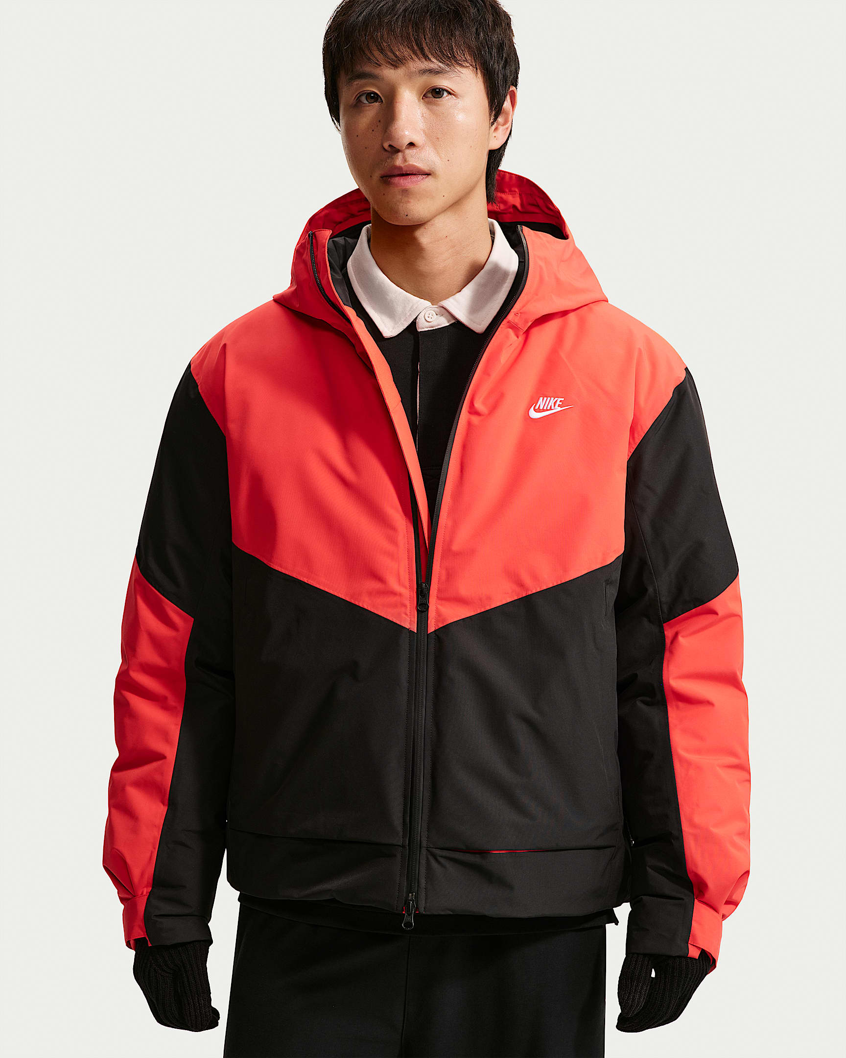 Nike Windrunner PrimaLoft® Storm-FIT ADV 男子防风防水夹克硬壳冲锋衣 - 浅深红/黑/黑/白色
