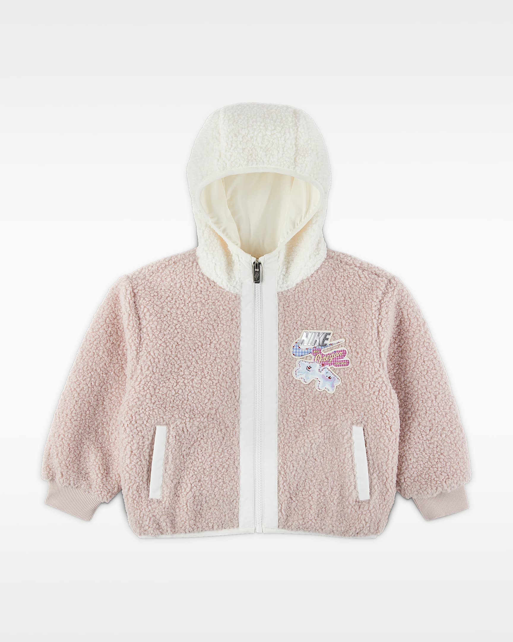 Nike Whimsy 幼童冬季款仿羊羔绒夹克 - 砂岩灰粉