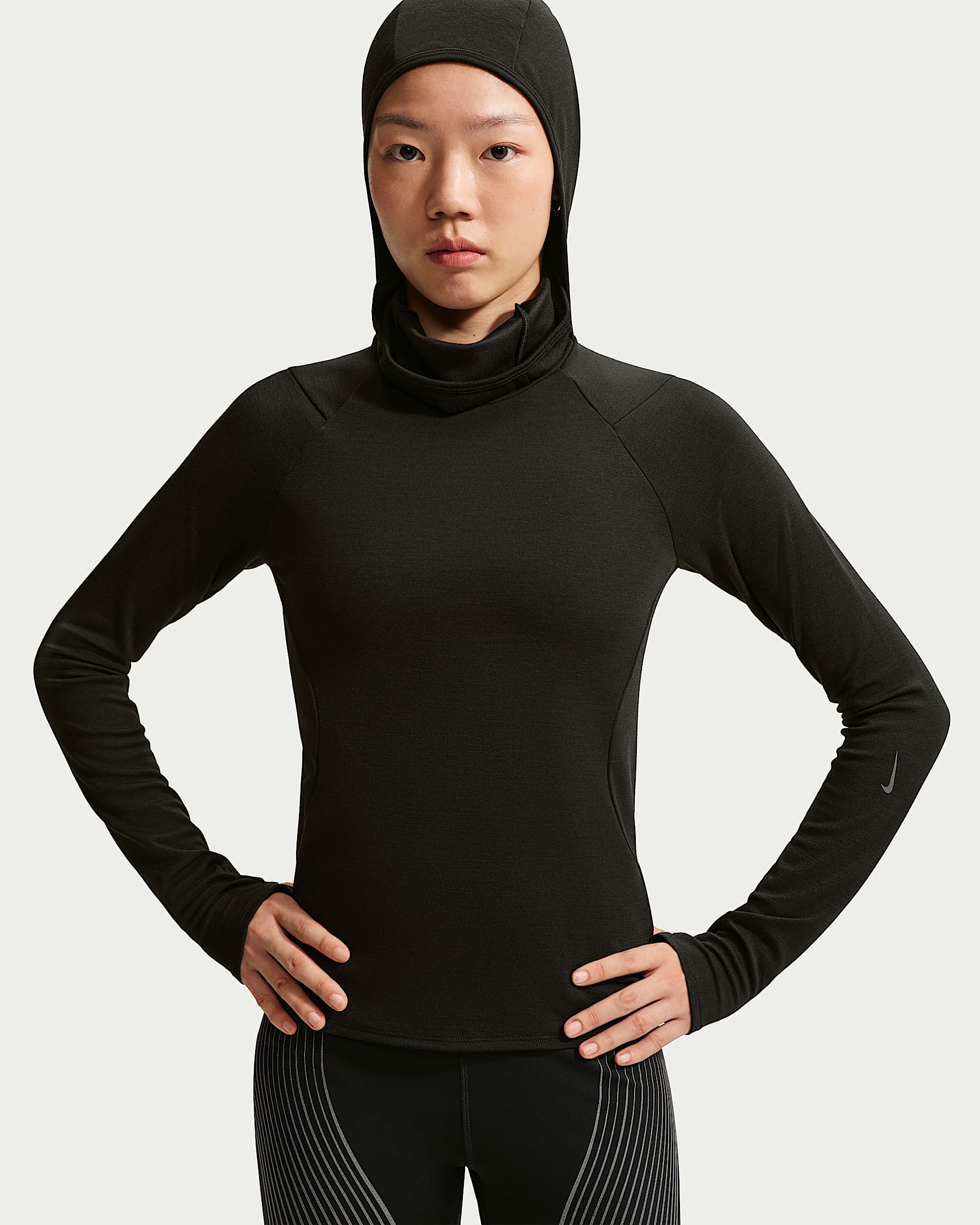 NikeLab | Running 女子羊毛混纺中间层上衣 - 黑/黑/黑
